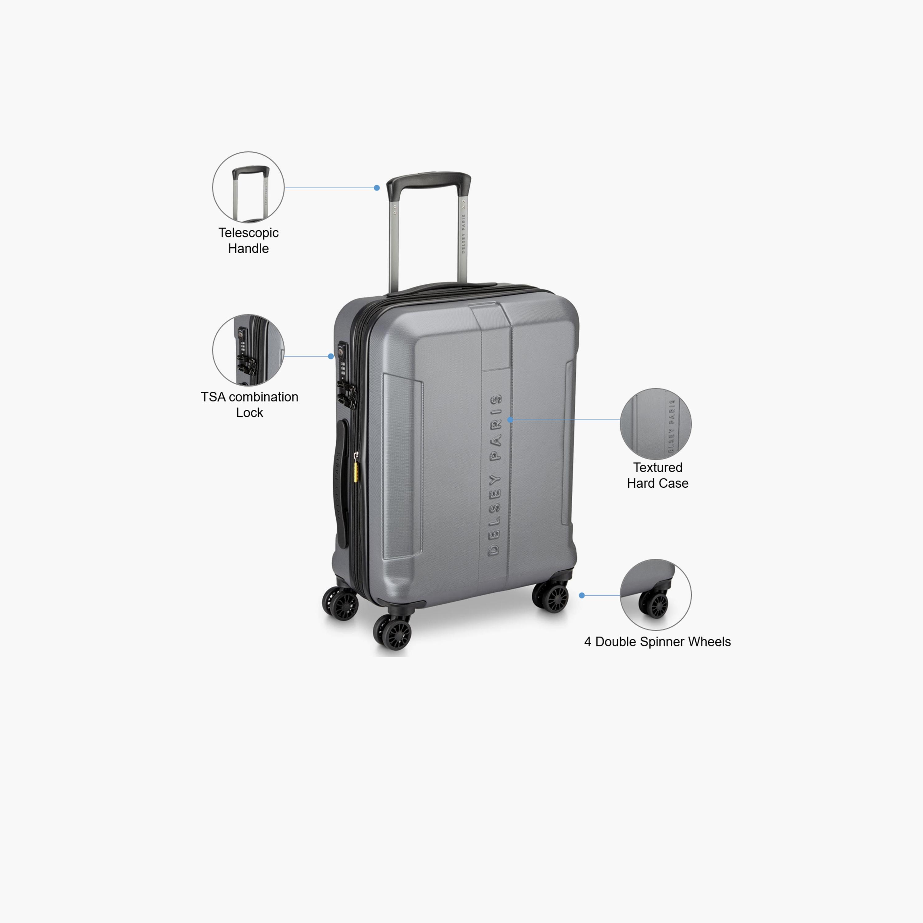 Delsey Depart 61 CM Small Cabin Polycarbonate with ABS Hard Sided 4-Wheeler Spinner Trolley Bag with TSA Combination Lock-travel-luggagesandbags-luggage-image-3