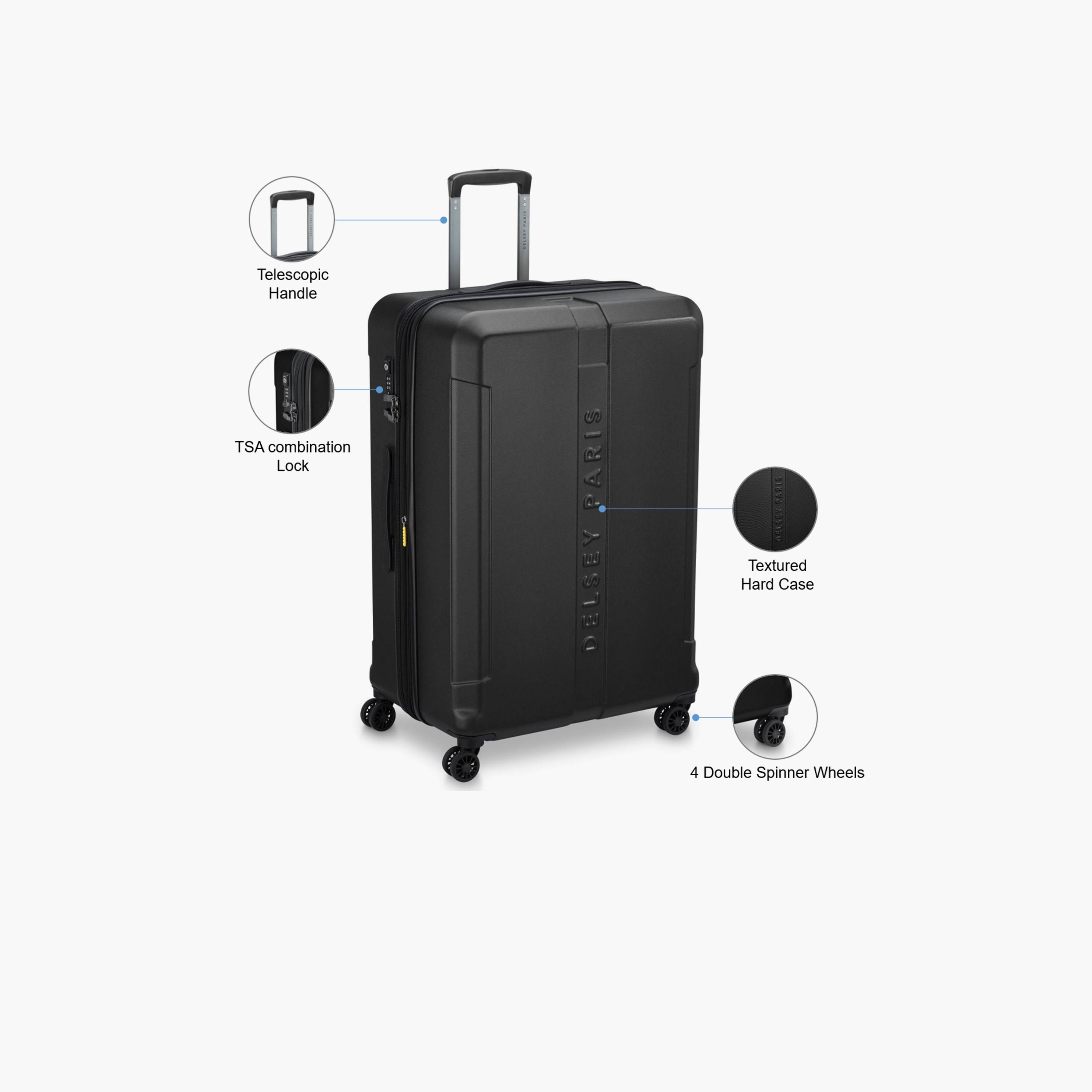 Delsey Paris Depart 81 سم بولي كربونات كبير لتسجيل الوصول مع ABS حقيبة عربة دوارة ذات 4 عجلات صلبة مع قفل TSA-travel-luggagesandbags-luggage-image-3