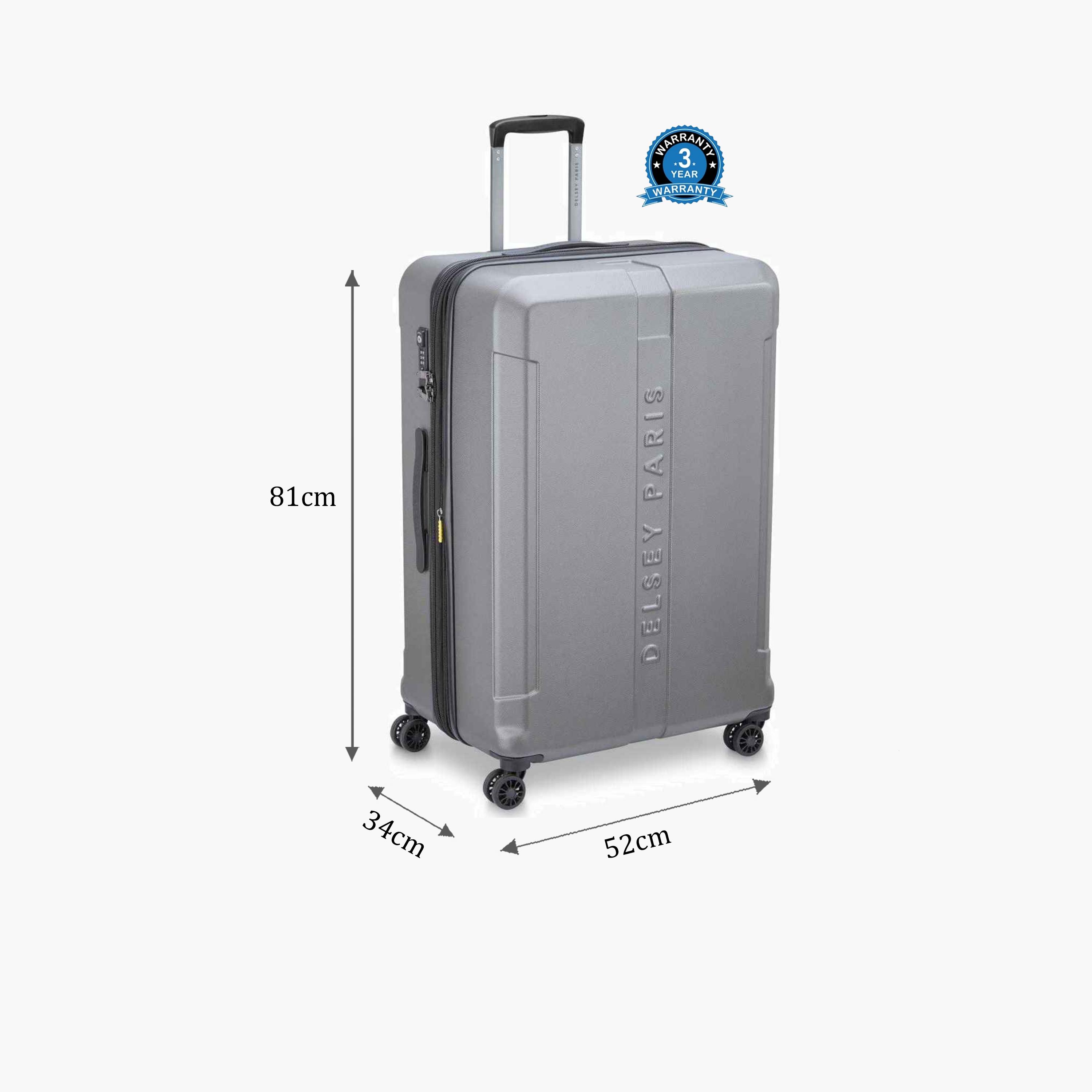 Delsey Paris Depart 81 CM Large Check-in Polycarbonate with ABS Hard Sided 4-Wheeler Spinner Trolley Bag with TSA Combination Lock-travel-luggagesandbags-luggage-image-2