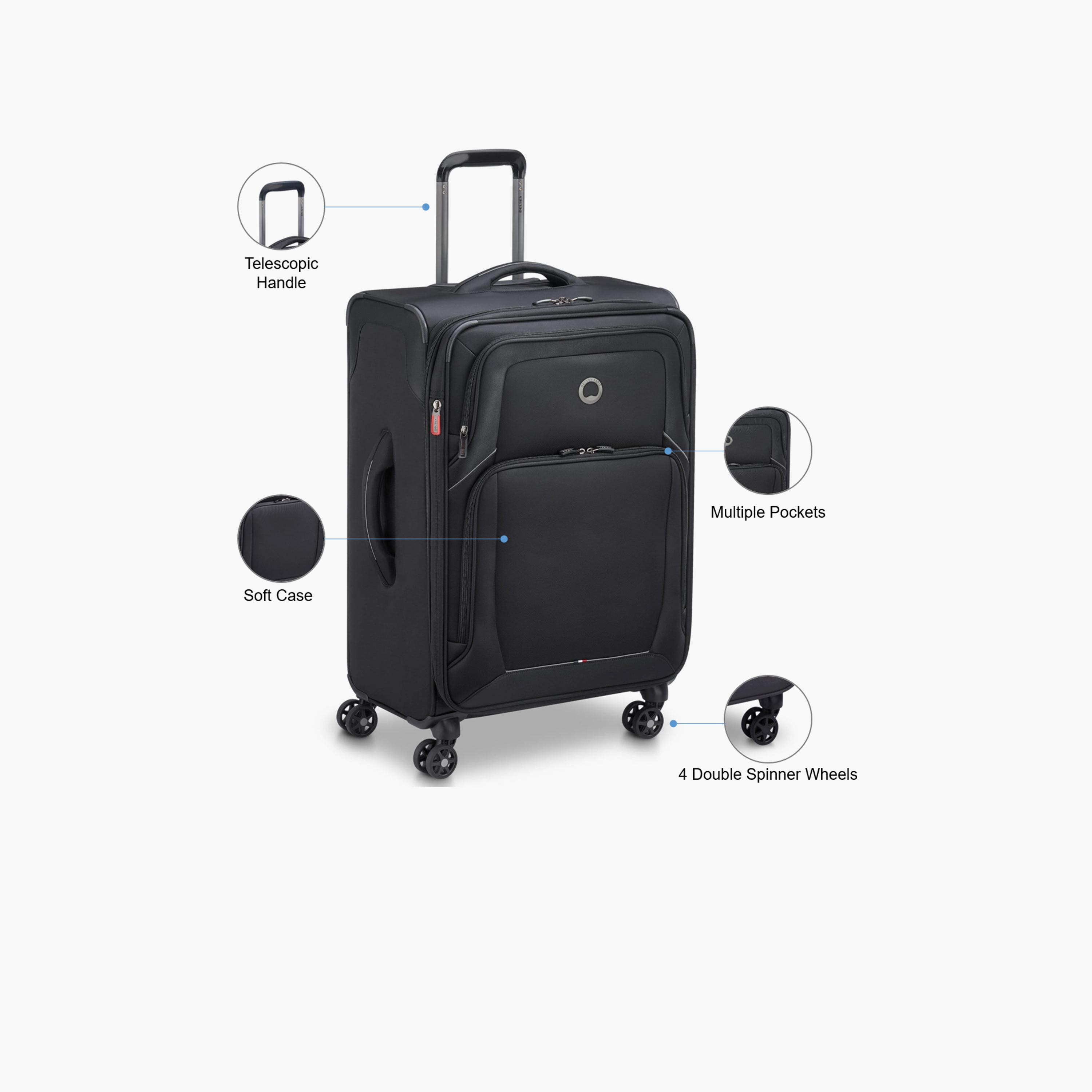 Delsey Paris Optimax Lite 70.5 CM Medium Check-in Polyester Soft Sided 4-Wheeler Spinner Trolley Bag with TSA Combination Lock-travel-luggagesandbags-luggage-image-3