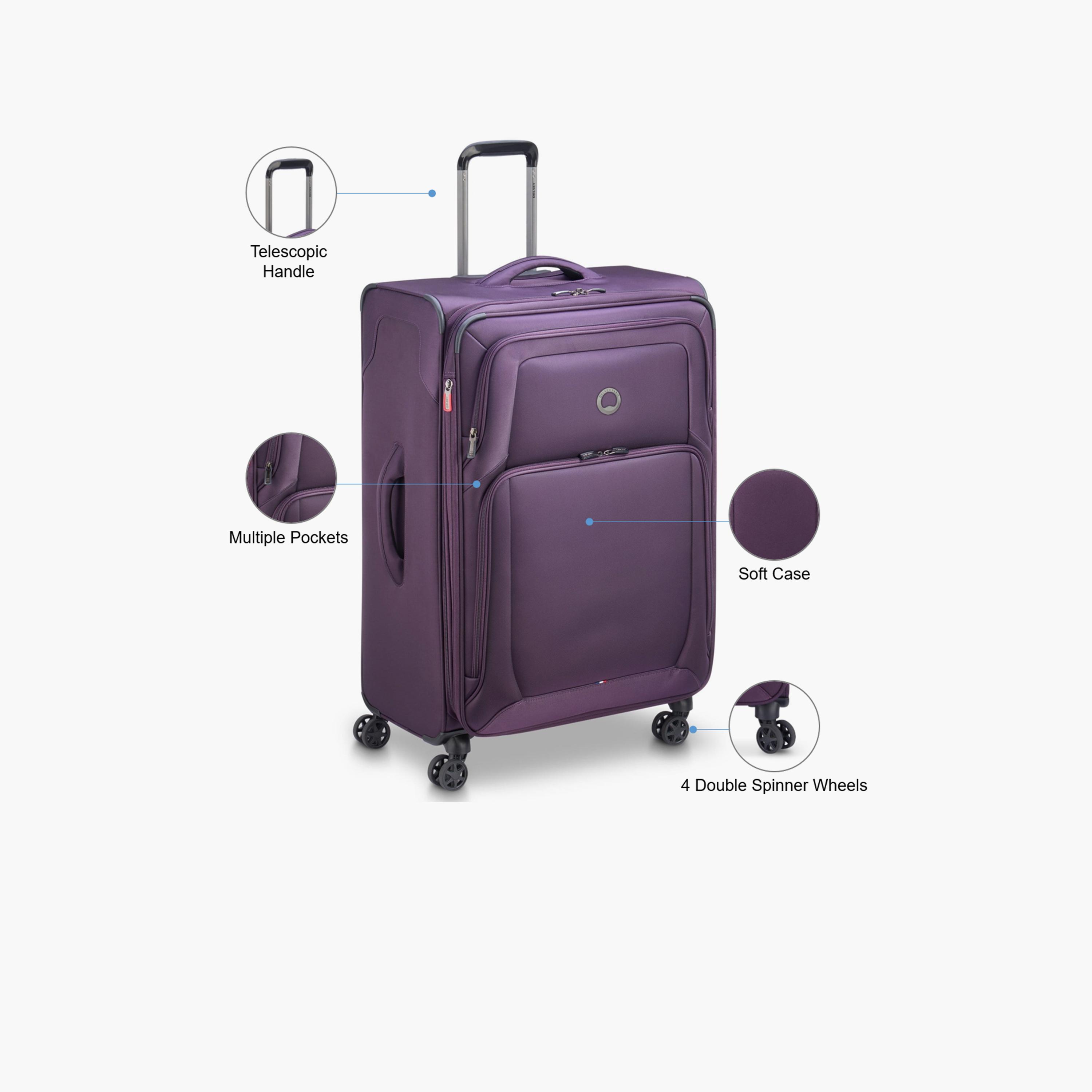 Delsey Optimax Lite 80.5 CM Large Check-in Polyester Soft Sided 4-Wheeler Spinner Trolley Bag with TSA Combination Lock-travel-luggagesandbags-luggage-image-3