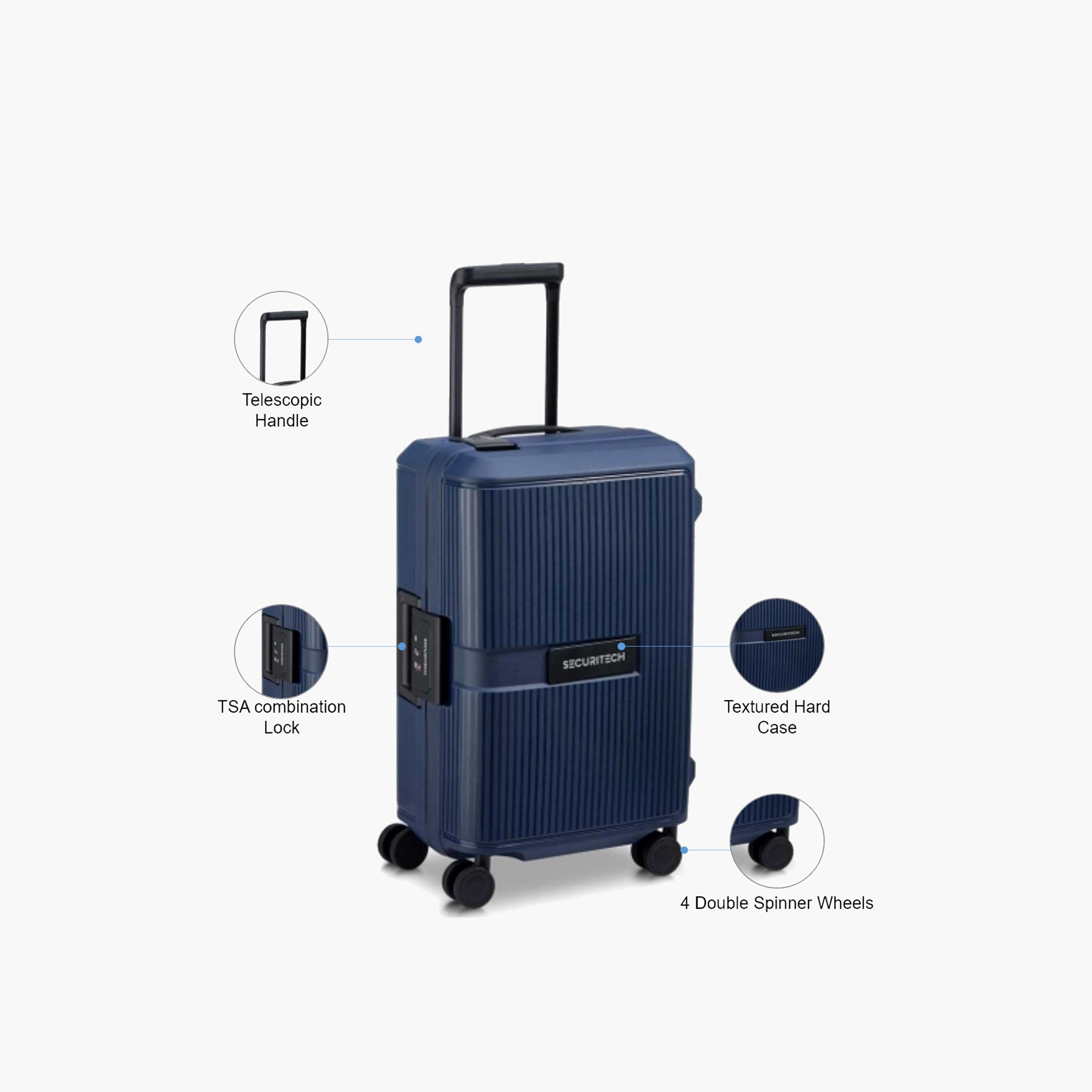Delsey Paris Stone 55 CM Small Cabin Polypropylene Hard Sided 4-Wheeler Spinner Trolley Bag with TSA Combination Lock-travel-luggagesandbags-luggage-image-3