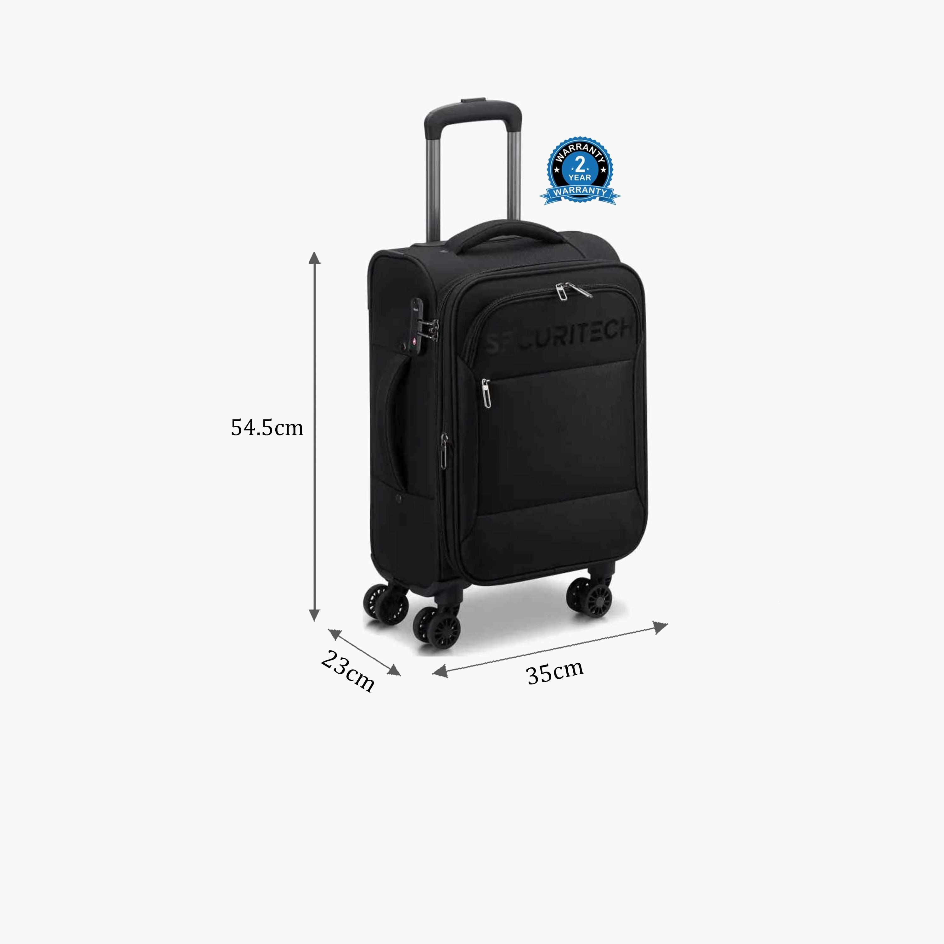 Delsey Paris Vanguard 54.5 CM Small Cabin Polyester Soft Sided 4-Wheeler Spinner Trolley Bag with TSA Combination Lock-travel-luggagesandbags-luggage-image-2