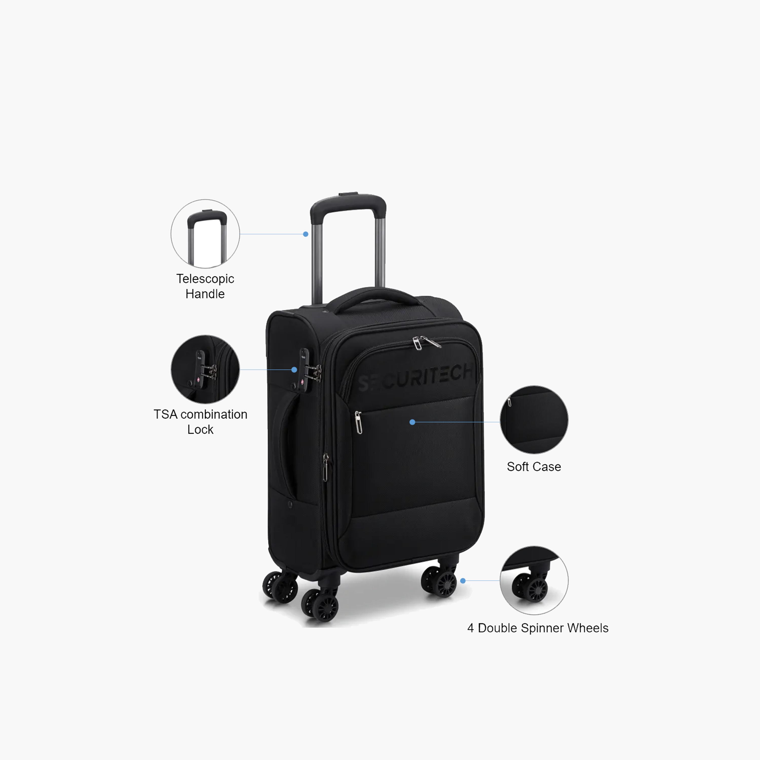Delsey Paris Vanguard 54.5 CM Small Cabin Polyester Soft Sided 4-Wheeler Spinner Trolley Bag with TSA Combination Lock-travel-luggagesandbags-luggage-image-3