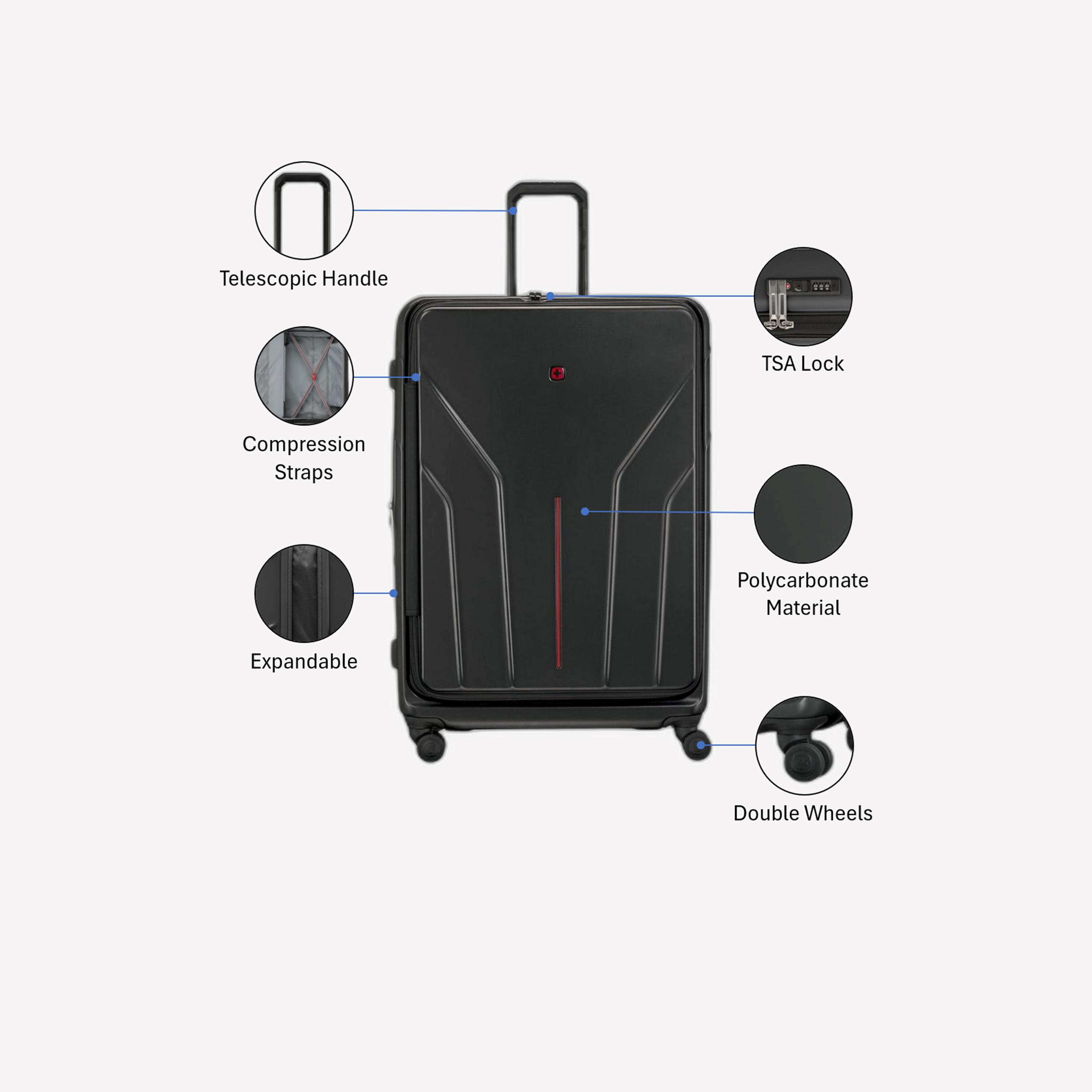 Wenger Amplix 82 CM Extra Large Check-in Polycarbonate with ABS Hard Sided 4-Wheeler Spinner Trolley Bag with TSA Lock-travel-luggagesandbags-luggage-image-3