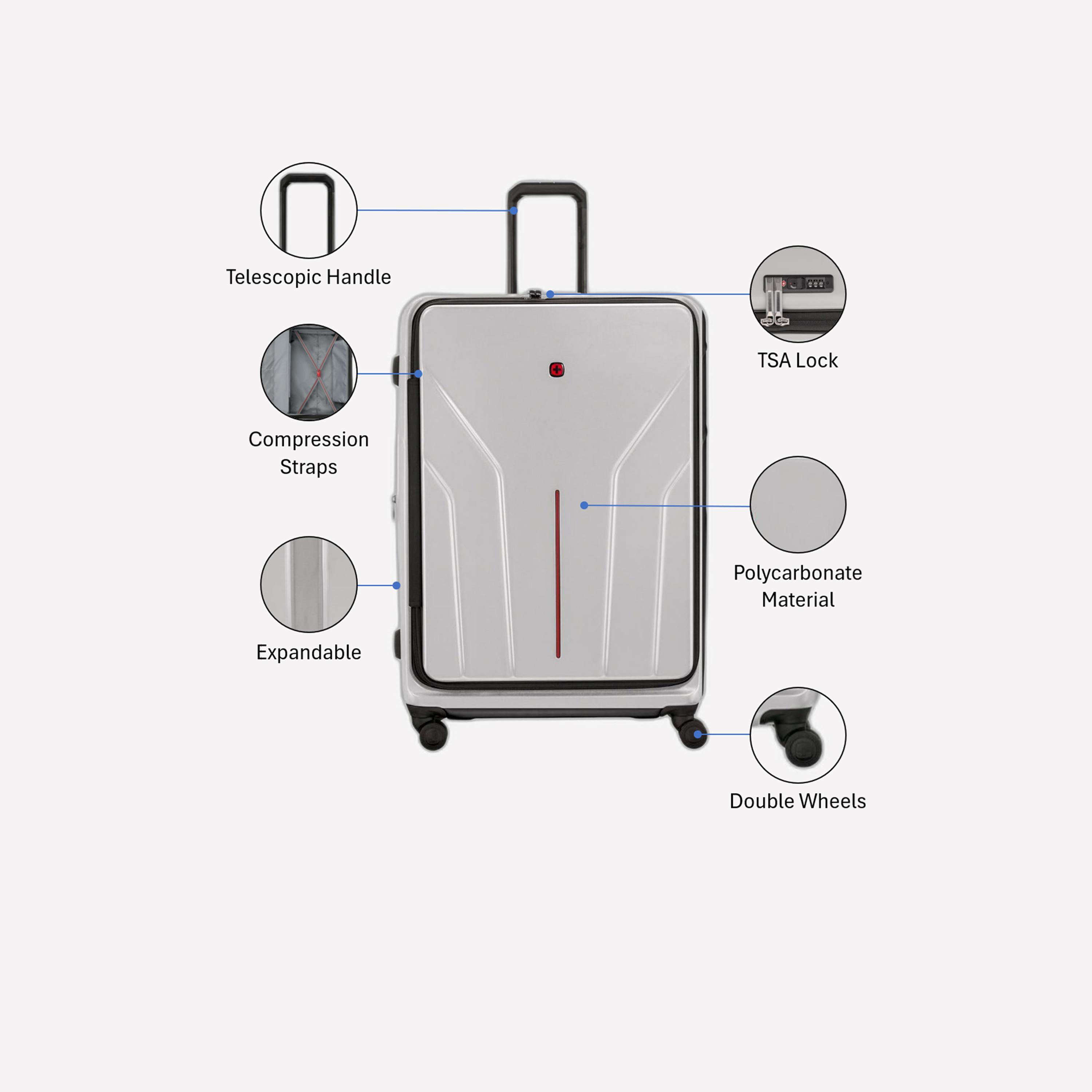 Wenger Amplix 82 CM Extra Large Check-in Polycarbonate with ABS Hard Sided 4-Wheeler Spinner Trolley Bag with TSA Lock-travel-luggagesandbags-luggage-image-3