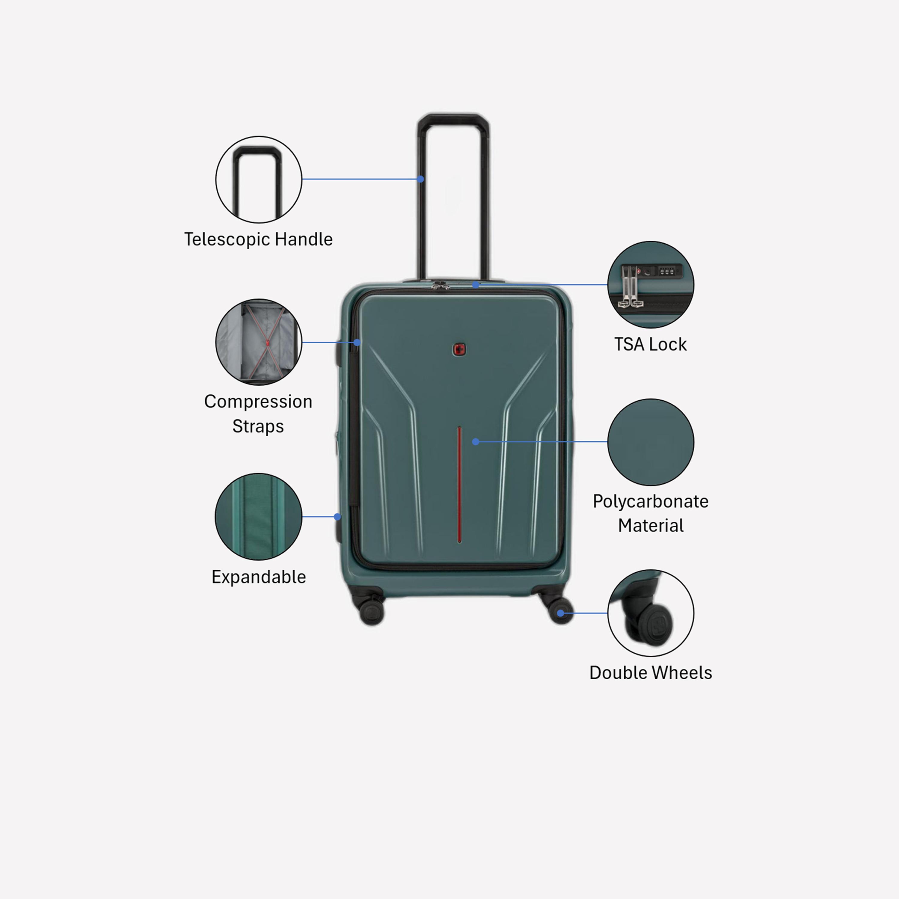 Wenger Amplix 68 CM Large Check-in Polycarbonate with ABS Hard Sided 4-Wheeler Spinner Trolley Bag with TSA Lock-travel-luggagesandbags-luggage-image-3