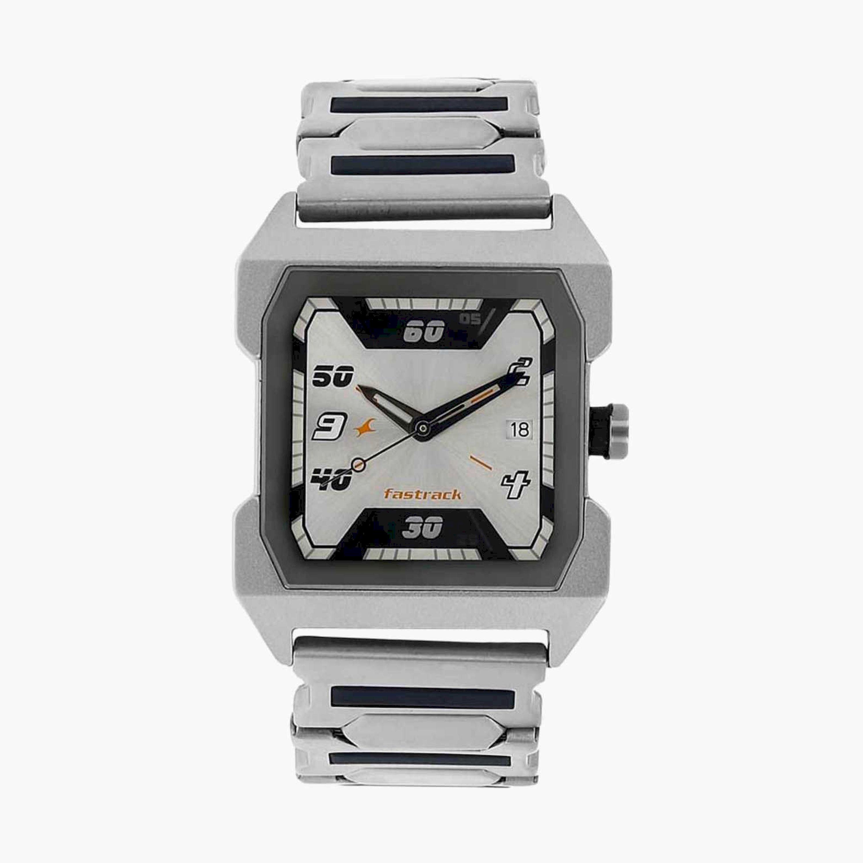 Fastrack Men's 36MM Silver Analog Metal Strap Watch | NS1474SM01-men-watchesandjewellery-watches-image-1