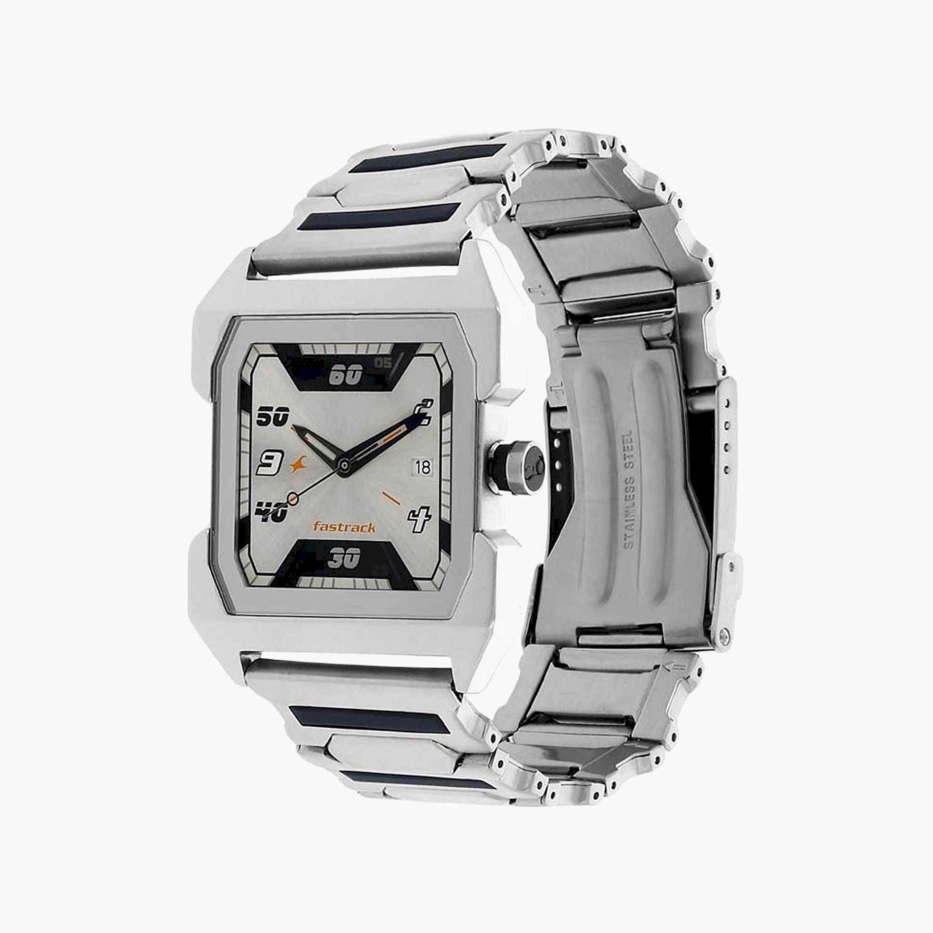 Fastrack Men's 36MM Silver Analog Metal Strap Watch | NS1474SM01-men-watchesandjewellery-watches-image-2