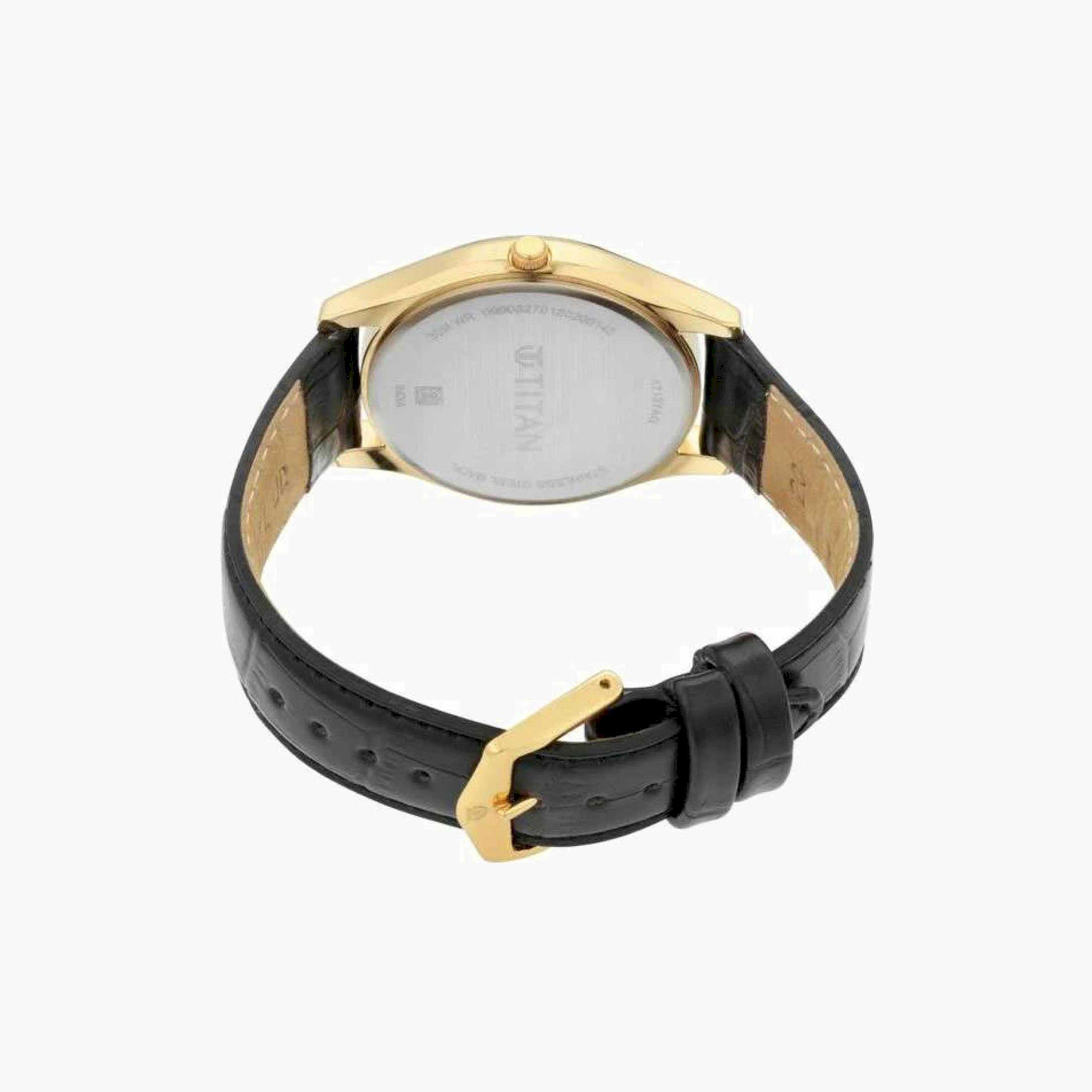 تيتان- ساعة يد  تناظرية للرجال سوار جلدي لون أسود  40مم  | NS1713YL01-men-watchesandjewellery-watches-image-3