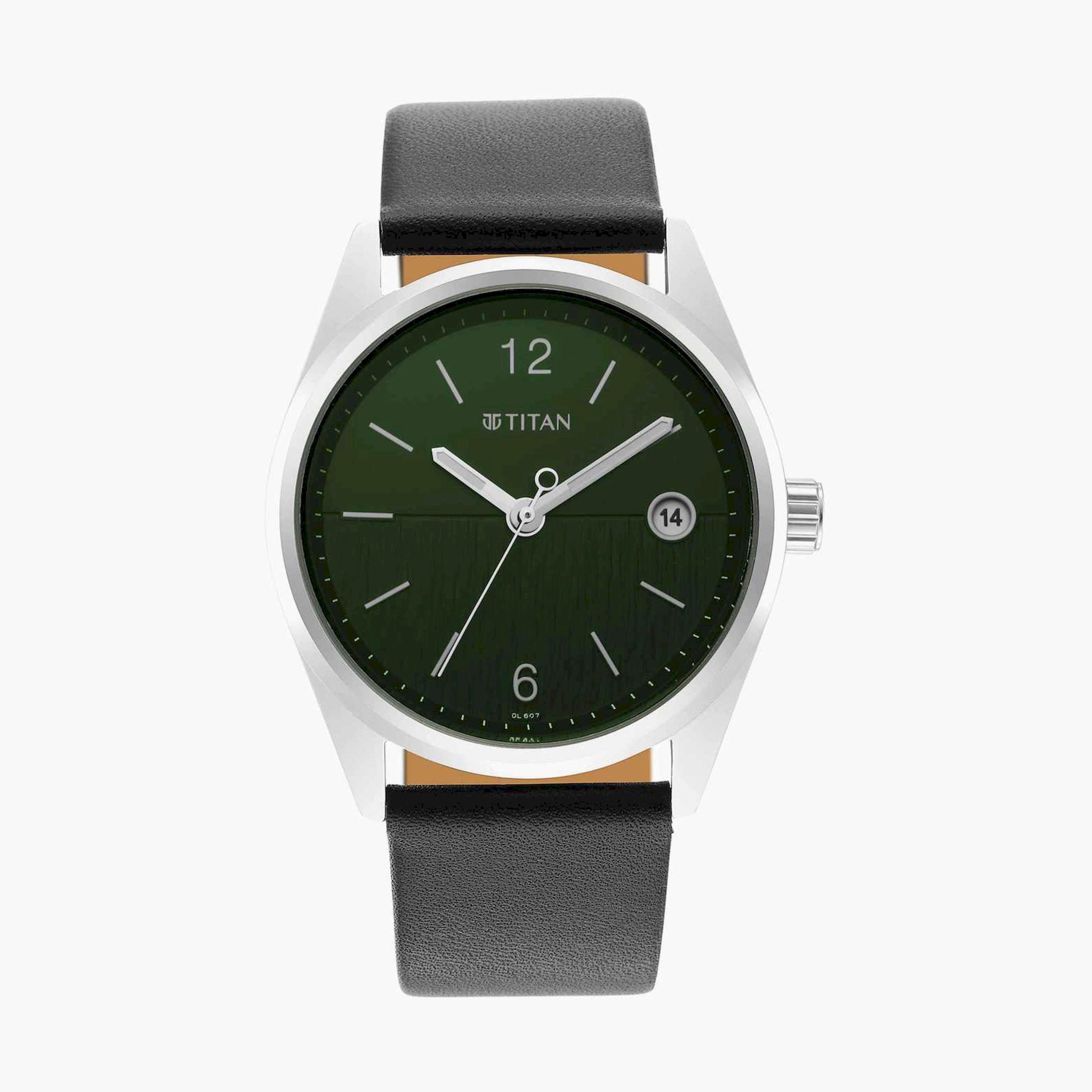 تيتان- ساعة يد  تناظرية للرجال سوار جلدي لون أسود  40مم  | NS1729SL07-men-watchesandjewellery-watches-image-1