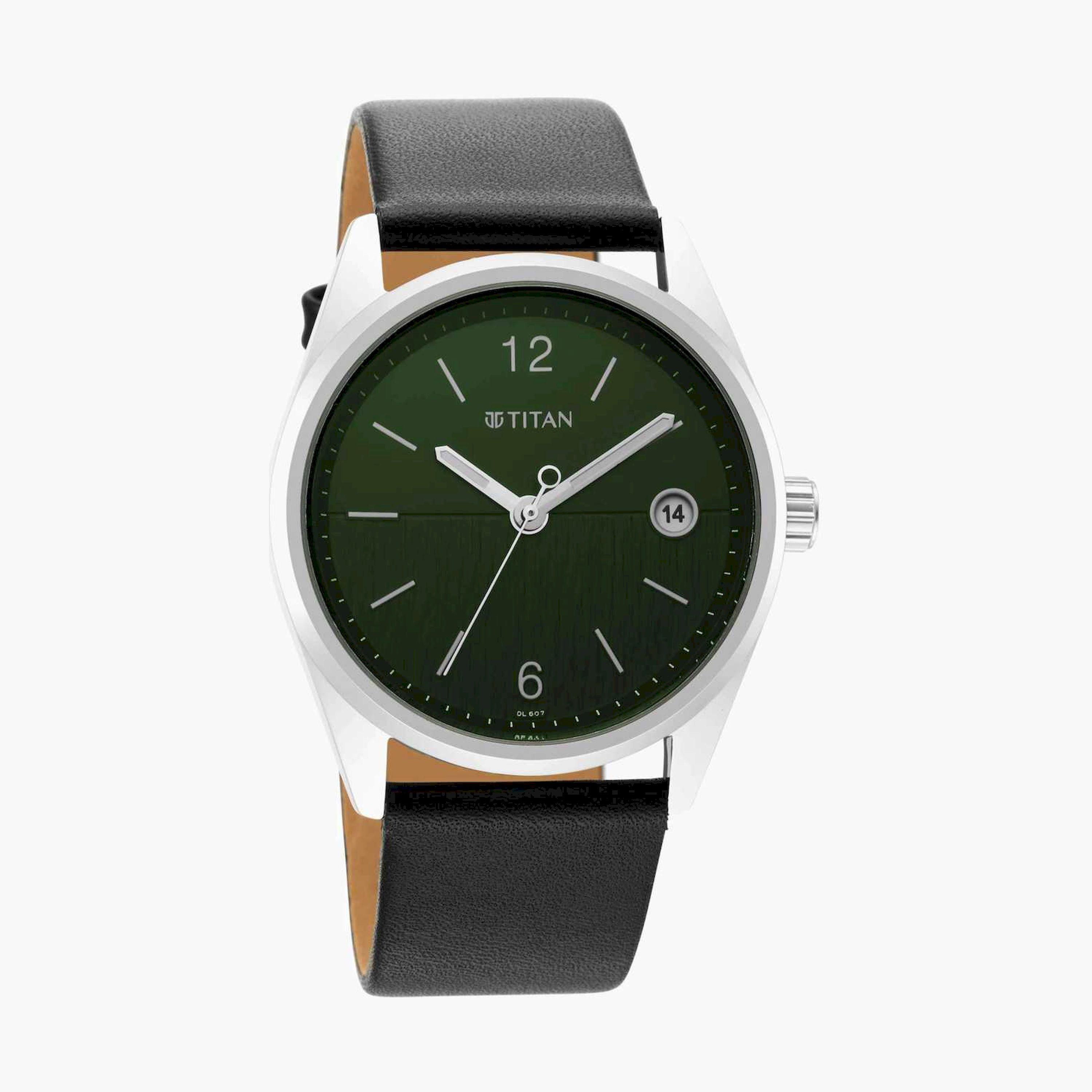 تيتان- ساعة يد  تناظرية للرجال سوار جلدي لون أسود  40مم  | NS1729SL07-men-watchesandjewellery-watches-image-2