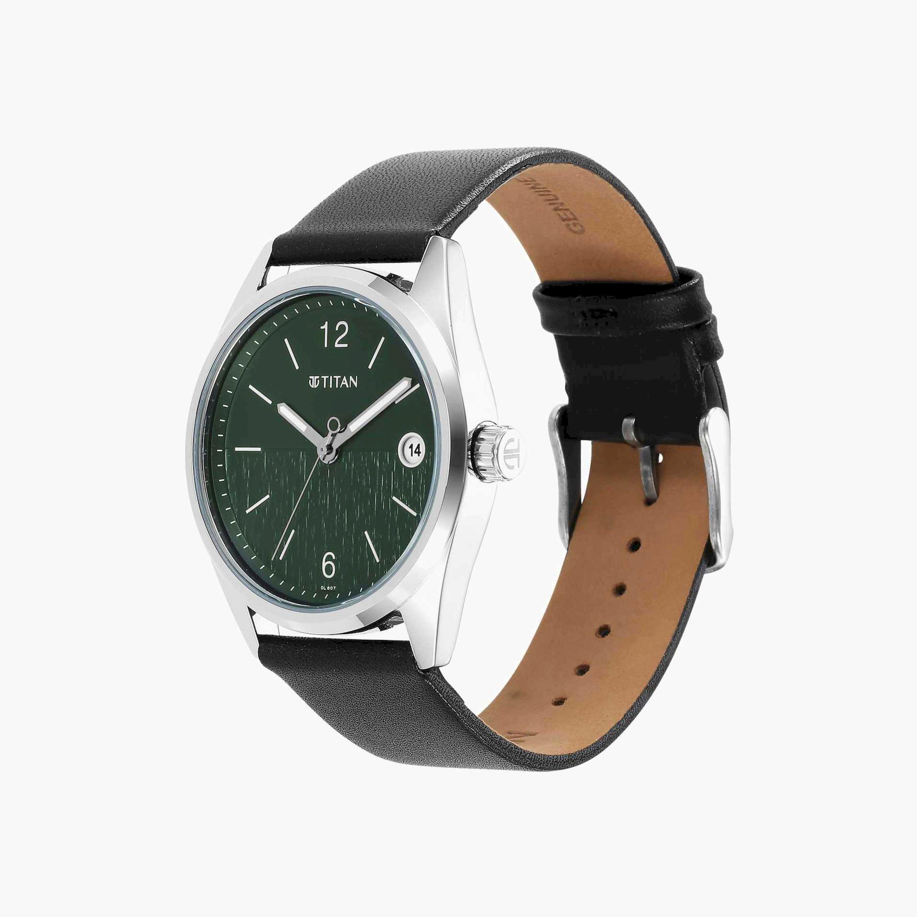 تيتان- ساعة يد  تناظرية للرجال سوار جلدي لون أسود  40مم  | NS1729SL07-men-watchesandjewellery-watches-image-3