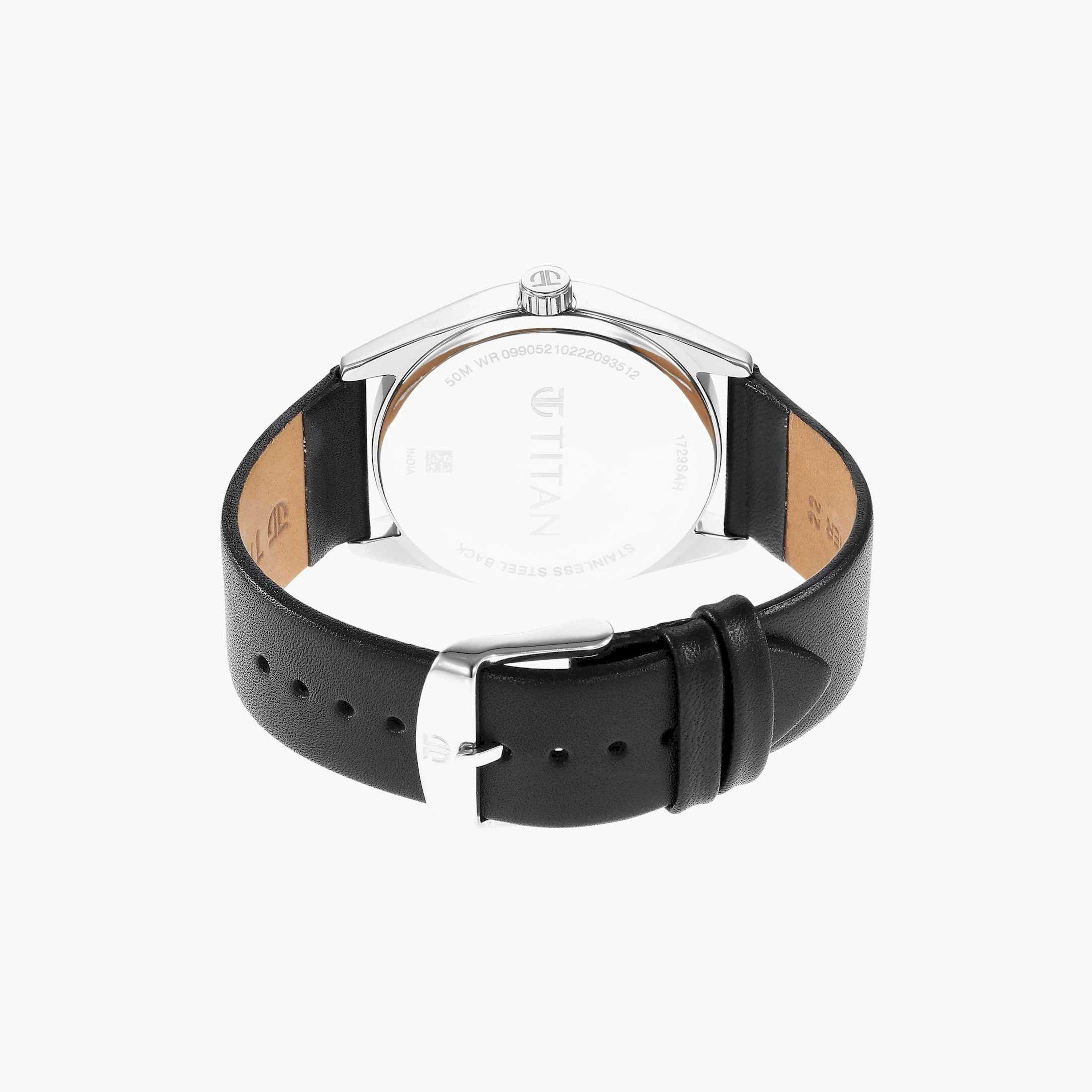 تيتان- ساعة يد  تناظرية للرجال سوار جلدي لون أسود  40مم  | NS1729SL07-men-watchesandjewellery-watches-image-5