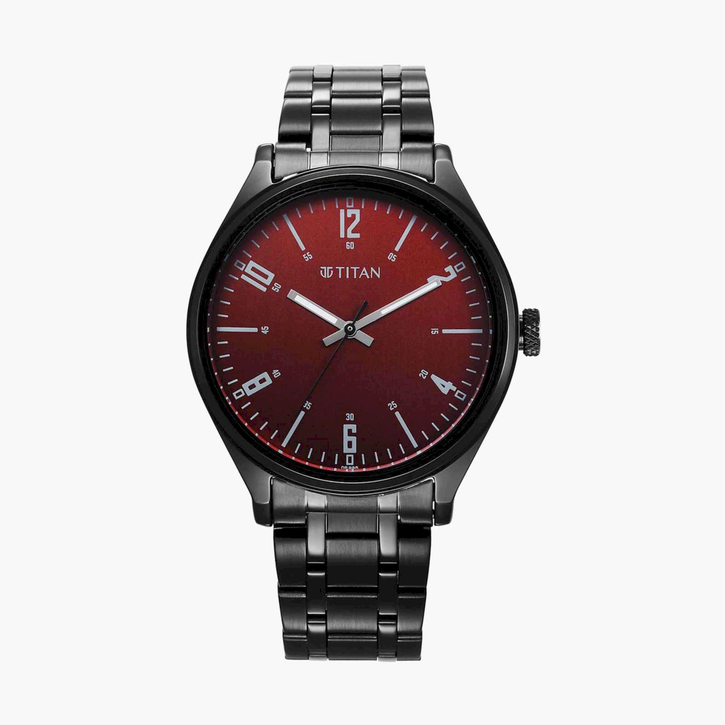 تيتان- ساعة يد  تناظرية للرجال سوار ستانلس ستيل لون أسود  41مم  | 1802NM02-men-watchesandjewellery-watches-image-1