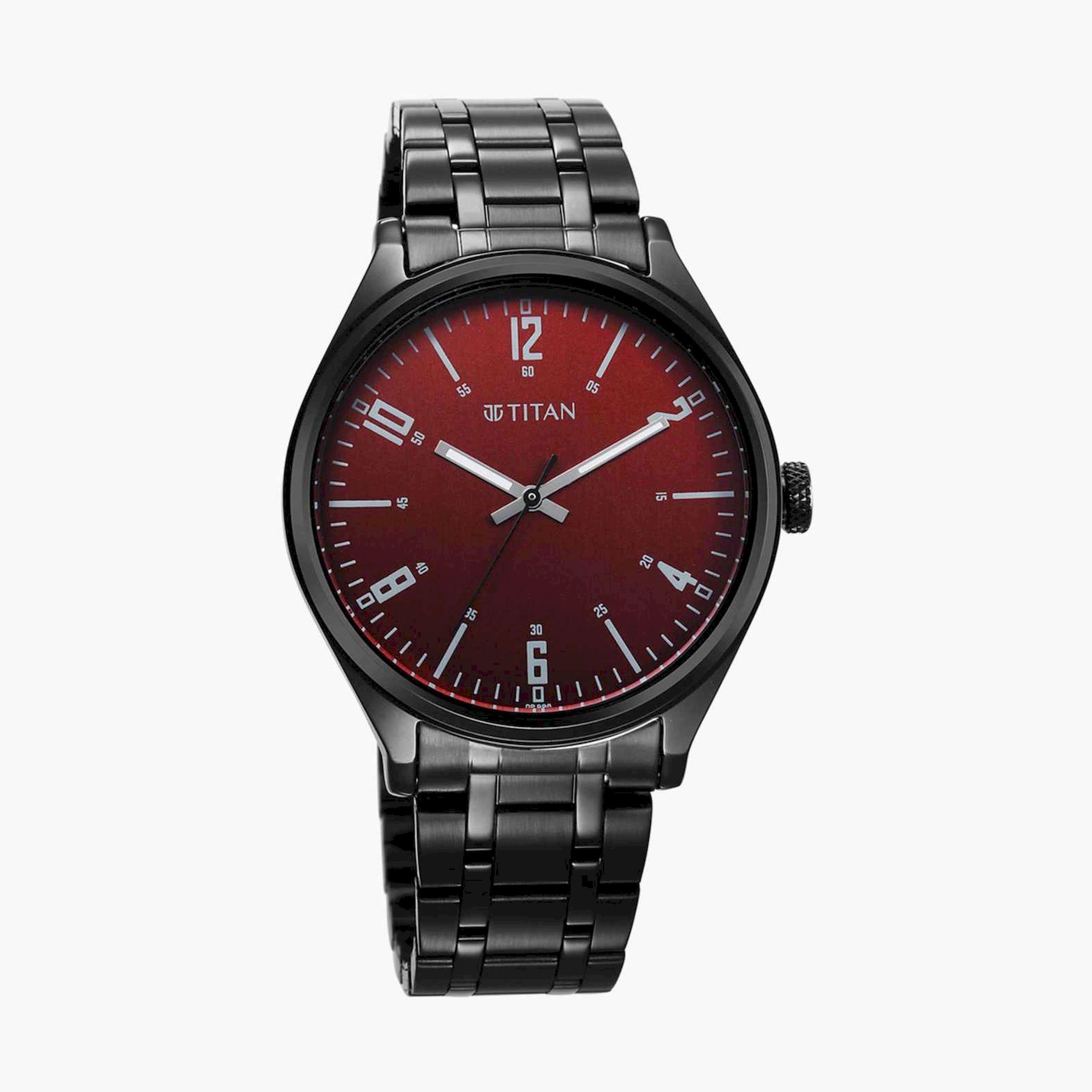 تيتان- ساعة يد  تناظرية للرجال سوار ستانلس ستيل لون أسود  41مم  | 1802NM02-men-watchesandjewellery-watches-image-2