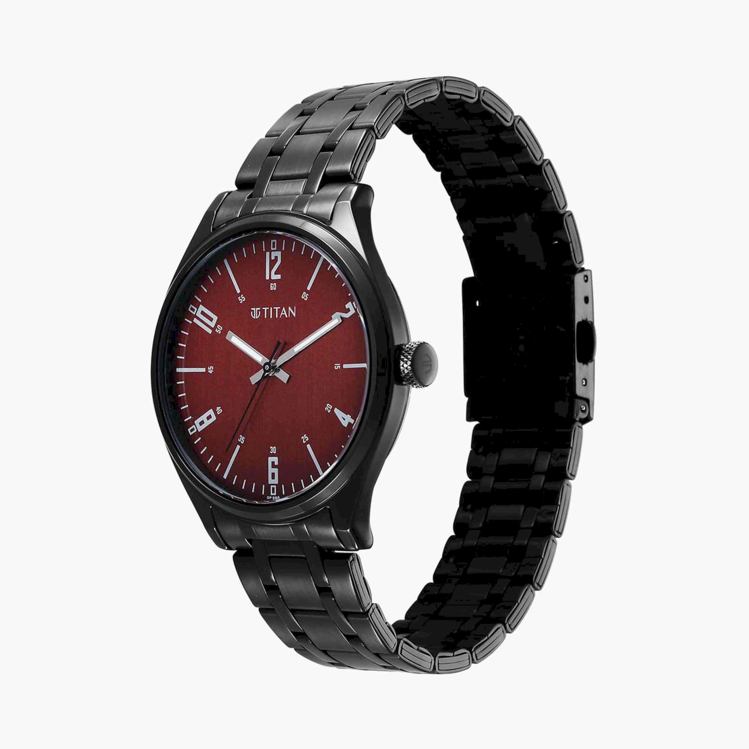 تيتان- ساعة يد  تناظرية للرجال سوار ستانلس ستيل لون أسود  41مم  | 1802NM02-men-watchesandjewellery-watches-image-3
