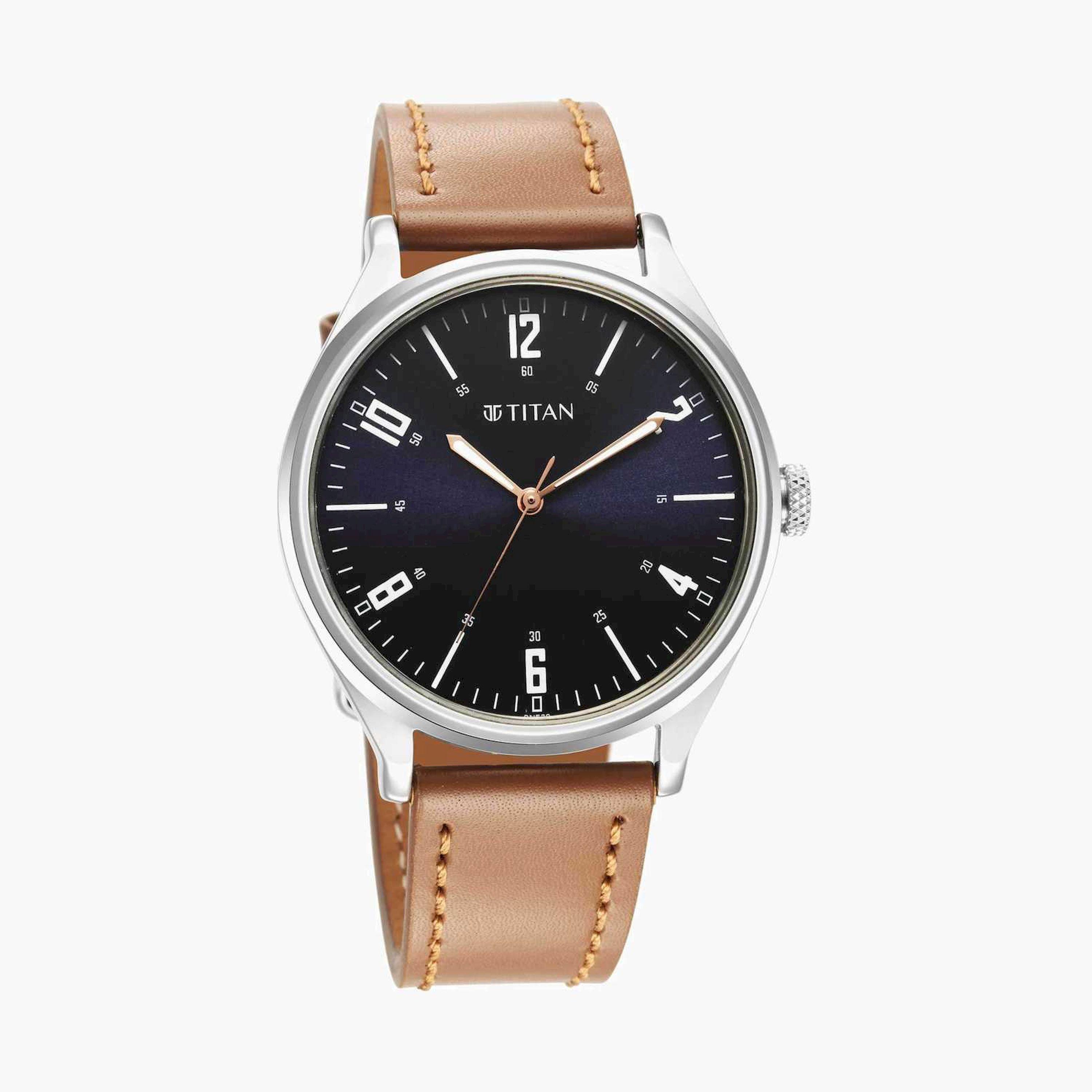 تيتان- ساعة يد  تناظرية للرجال سوار جلدي لون بني  38مم  | 1802SL17-men-watchesandjewellery-watches-image-2