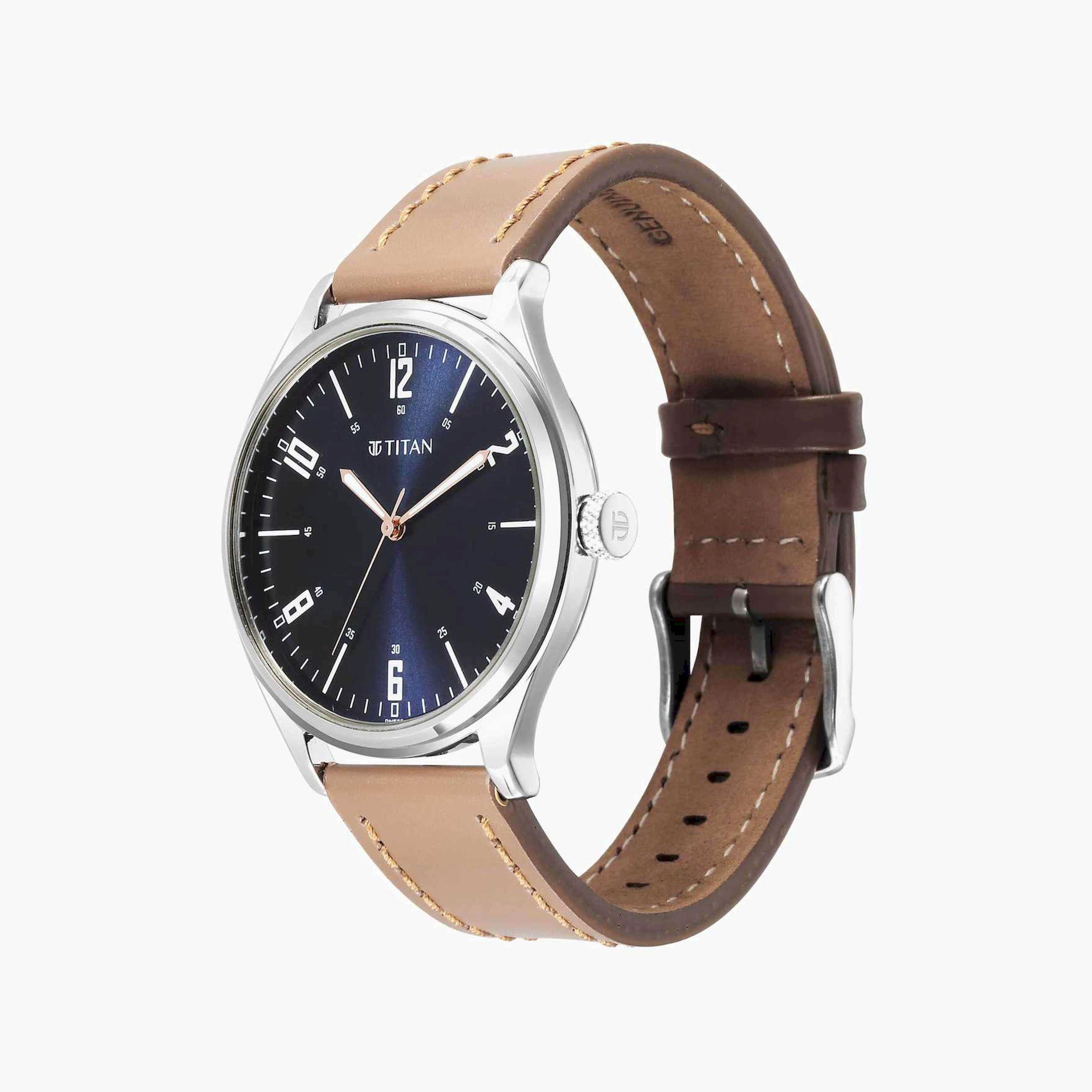 تيتان- ساعة يد  تناظرية للرجال سوار جلدي لون بني  38مم  | 1802SL17-men-watchesandjewellery-watches-image-3