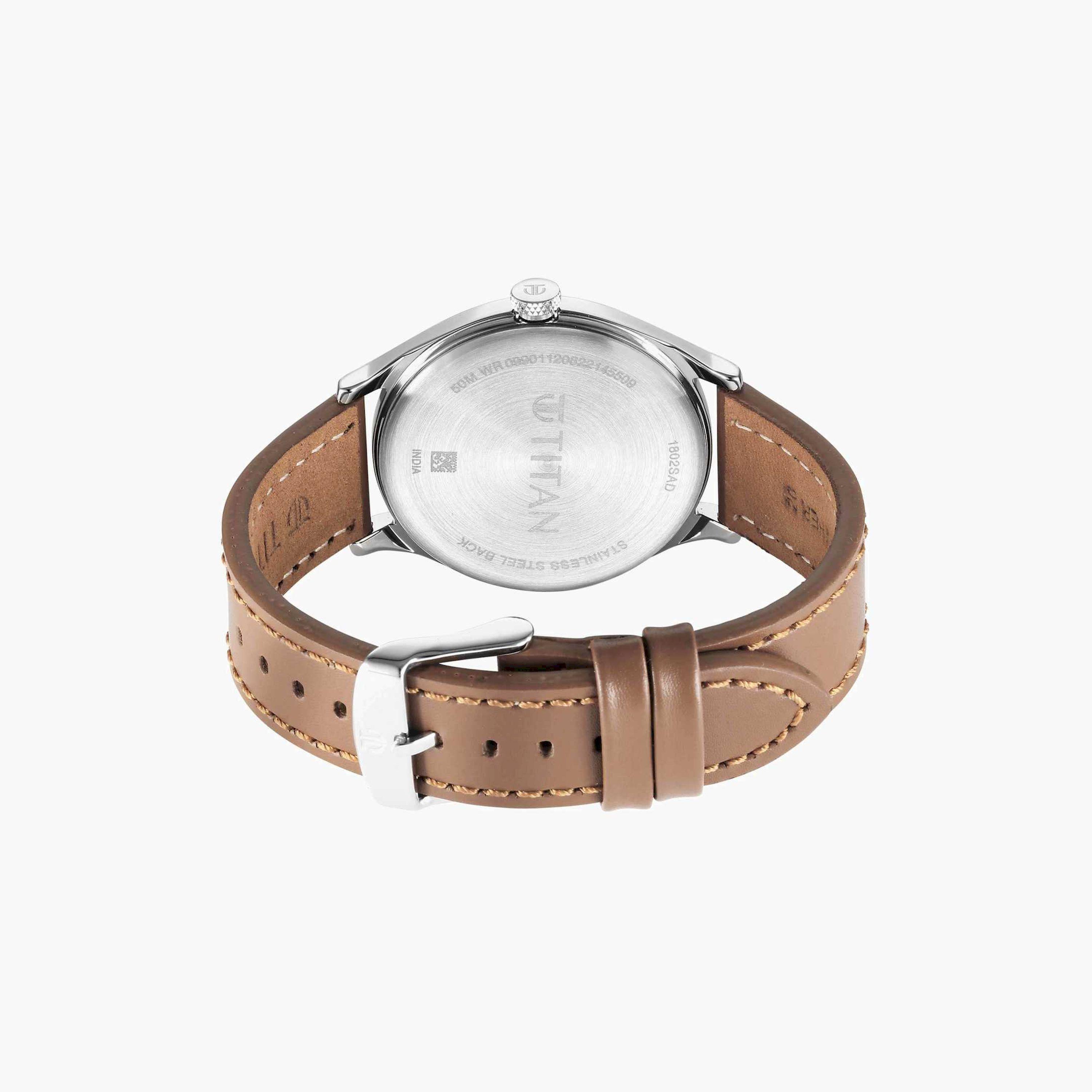 تيتان- ساعة يد  تناظرية للرجال سوار جلدي لون بني  38مم  | 1802SL17-men-watchesandjewellery-watches-image-5