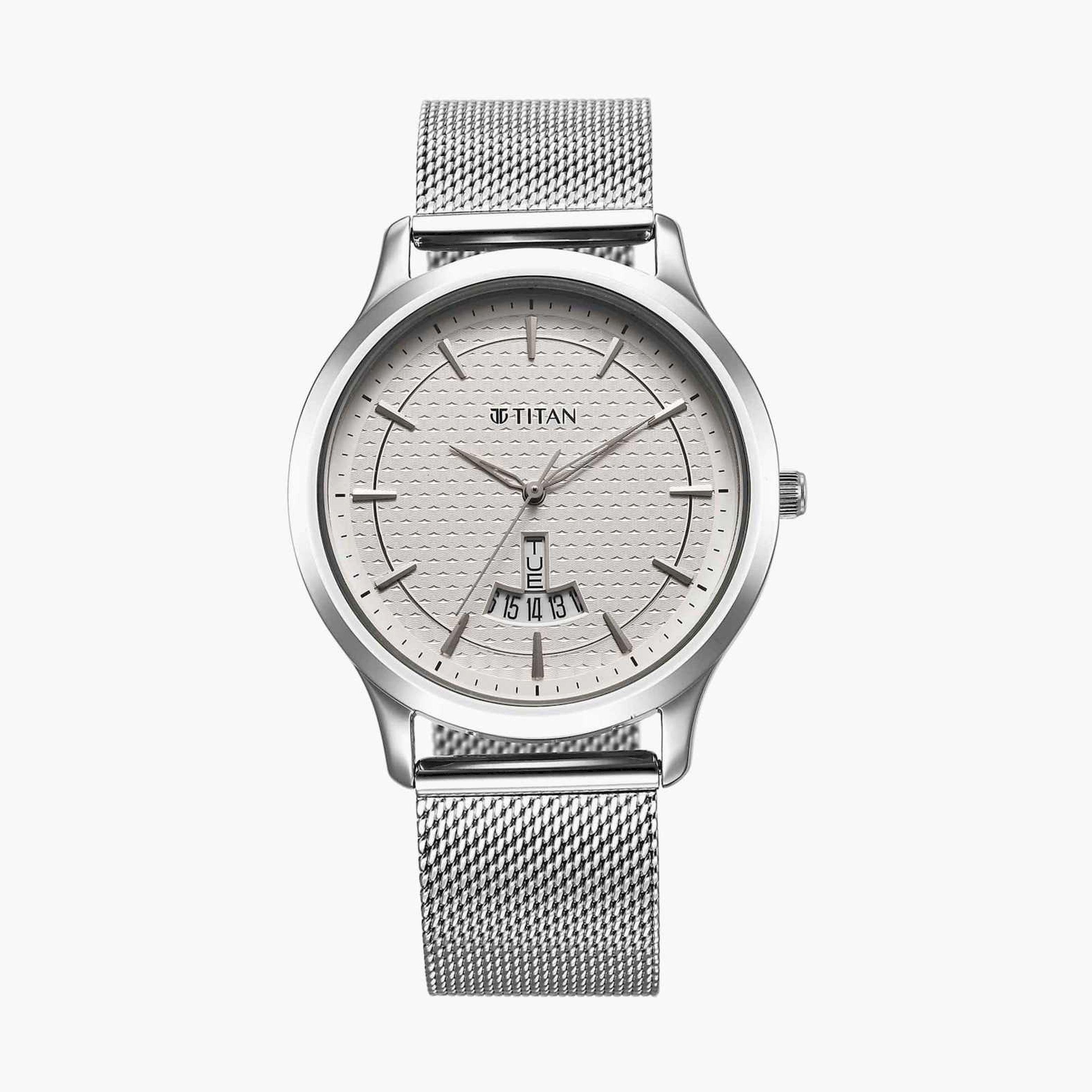 تيتان- ساعة يد  تناظرية للرجال سوار ستانلس ستيل لون فضي  40مم  | 1825SM10-men-watchesandjewellery-watches-image-1