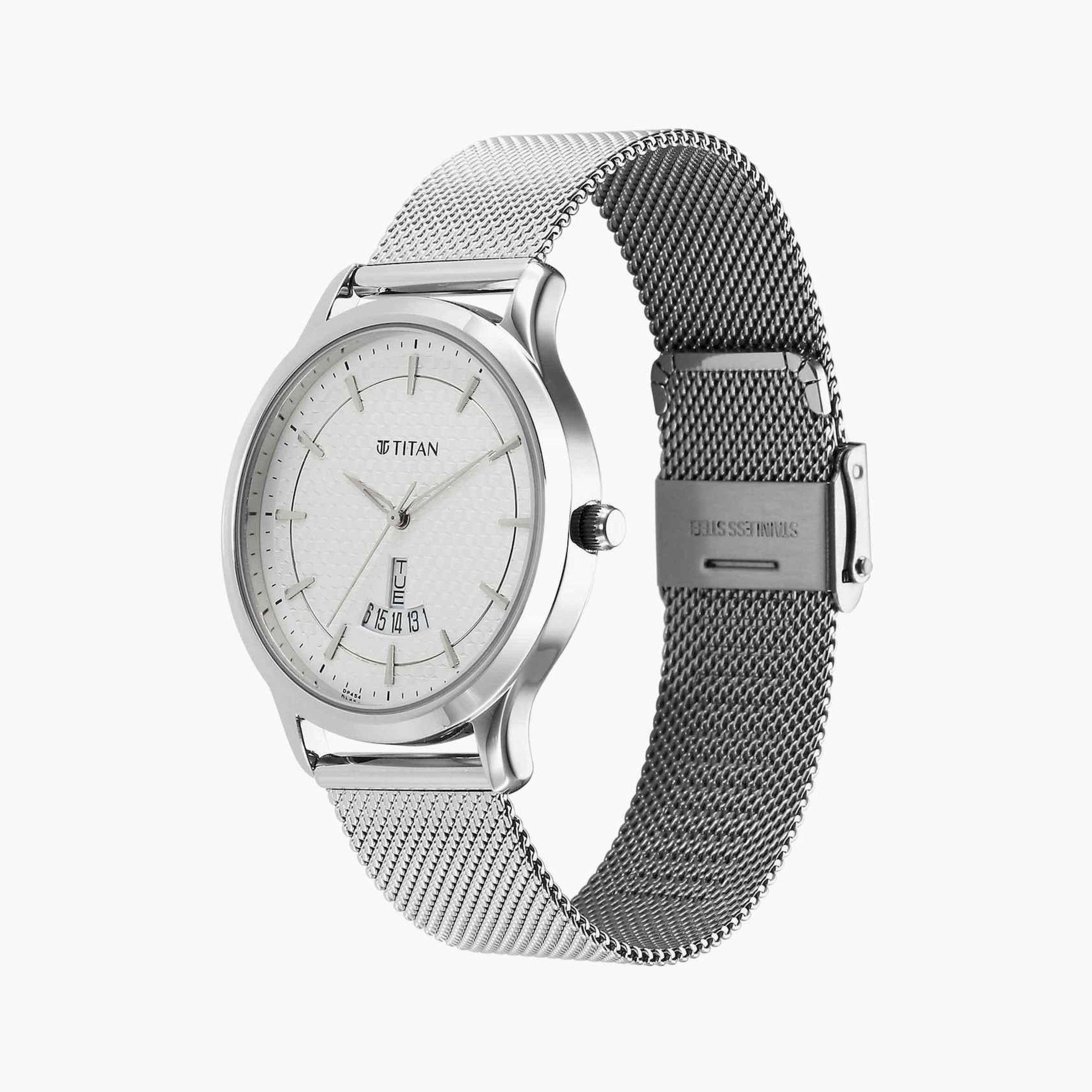 تيتان- ساعة يد  تناظرية للرجال سوار ستانلس ستيل لون فضي  40مم  | 1825SM10-men-watchesandjewellery-watches-image-3