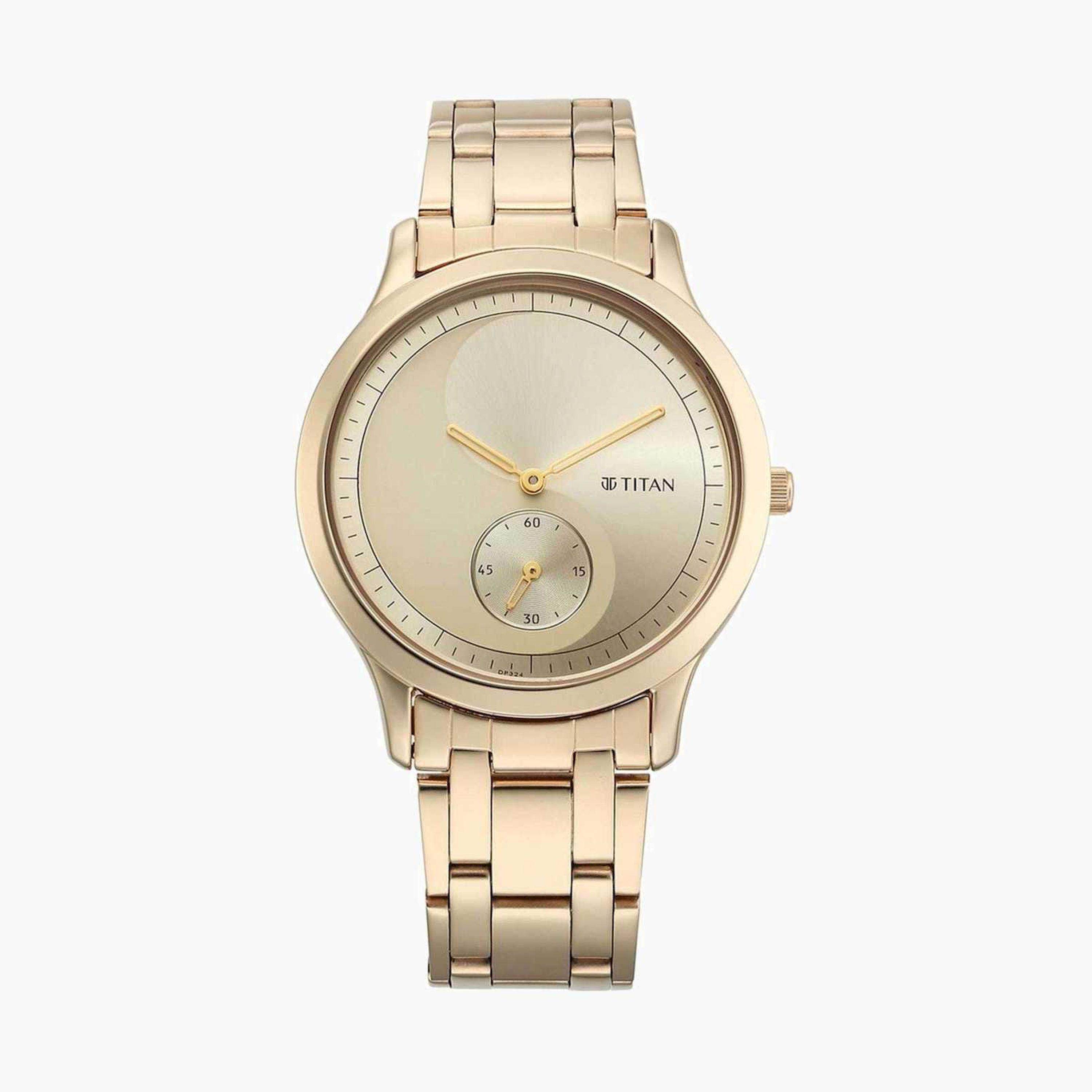 تيتان- ساعة يد  تناظرية للرجال سوار ستانلس ستيل لون ذهبي  40مم  | 1825WM02-men-watchesandjewellery-watches-image-1