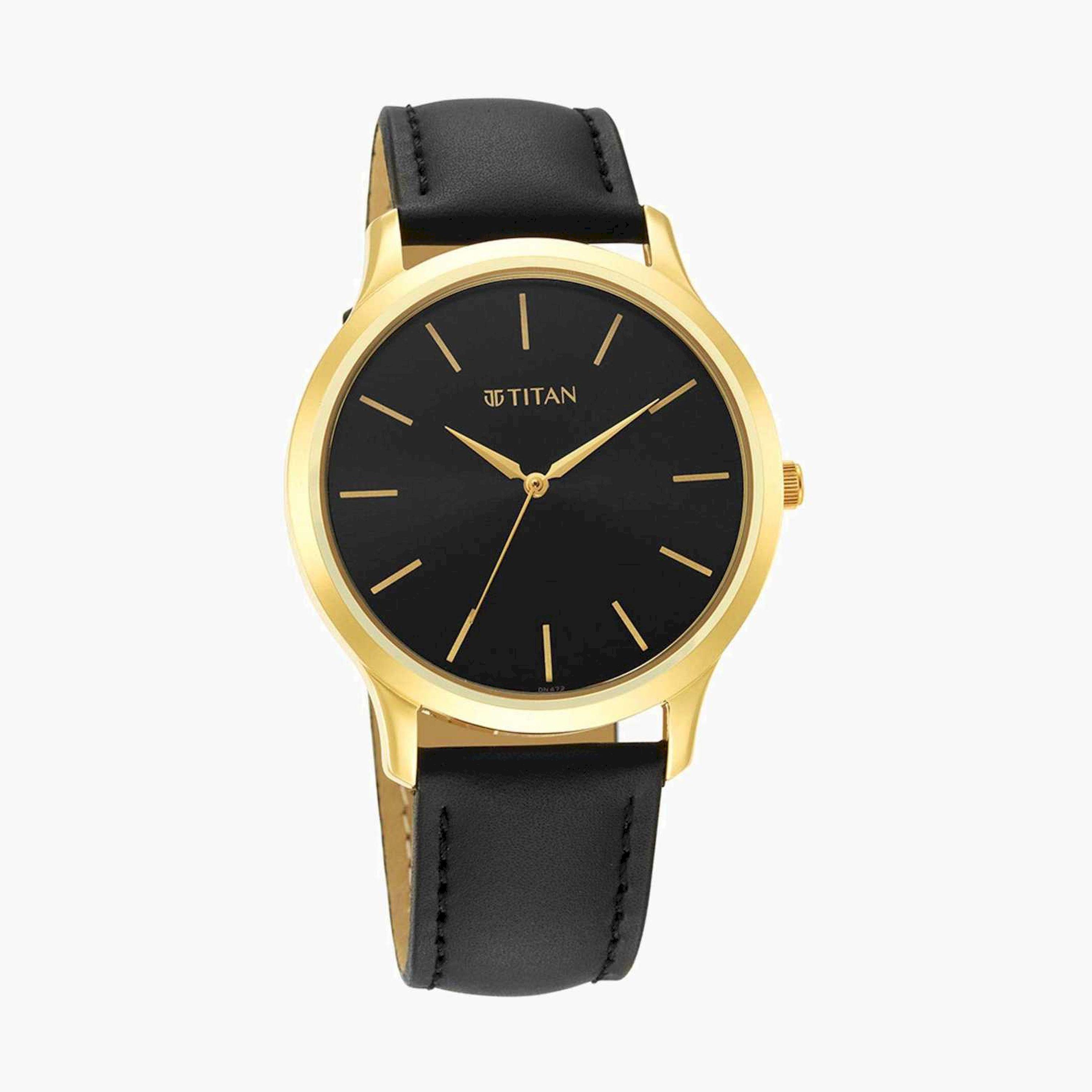 تيتان- ساعة يد  تناظرية للرجال سوار جلدي لون أسود  40مم  | NS1825YL03-men-watchesandjewellery-watches-image-1