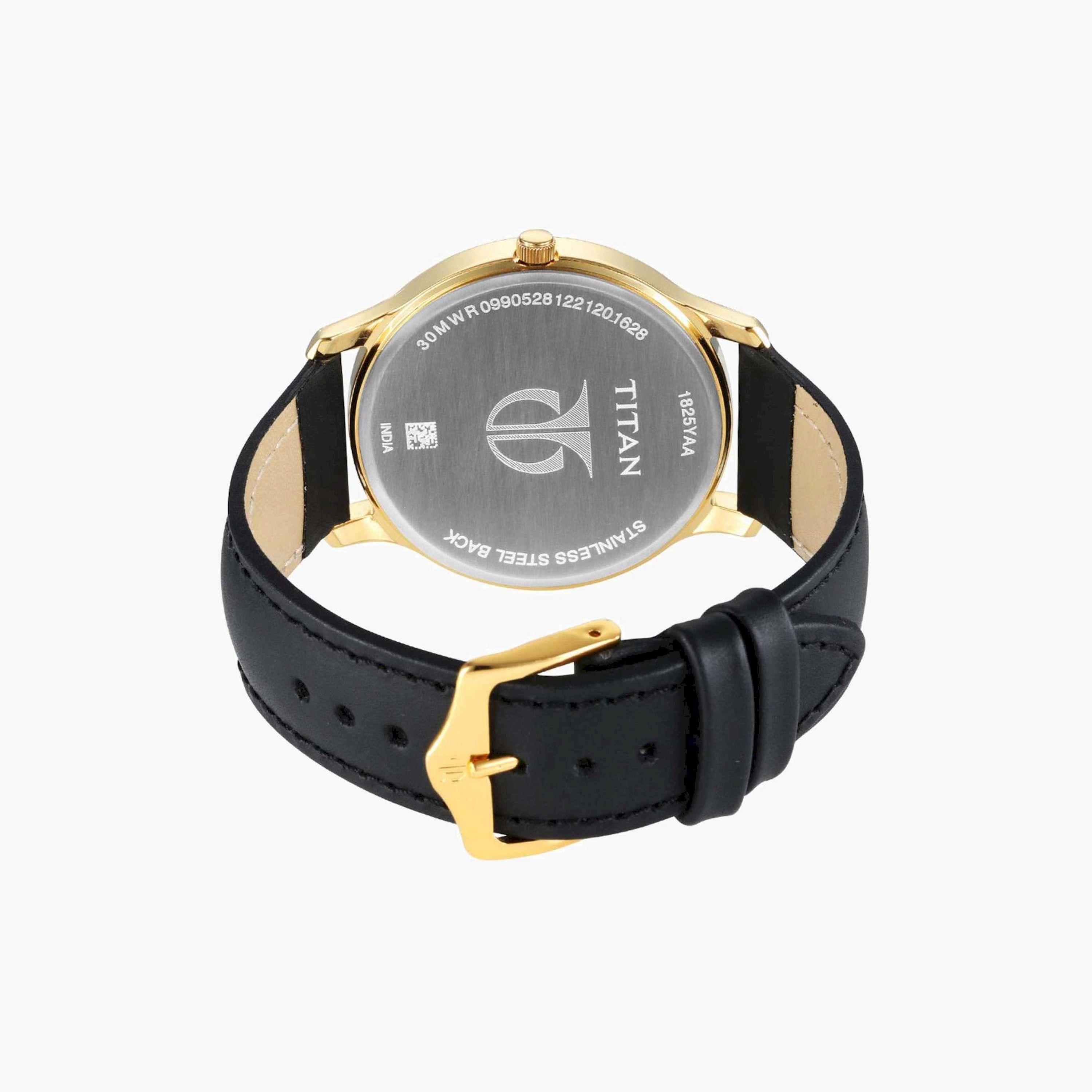 تيتان- ساعة يد  تناظرية للرجال سوار جلدي لون أسود  40مم  | NS1825YL03-men-watchesandjewellery-watches-image-3