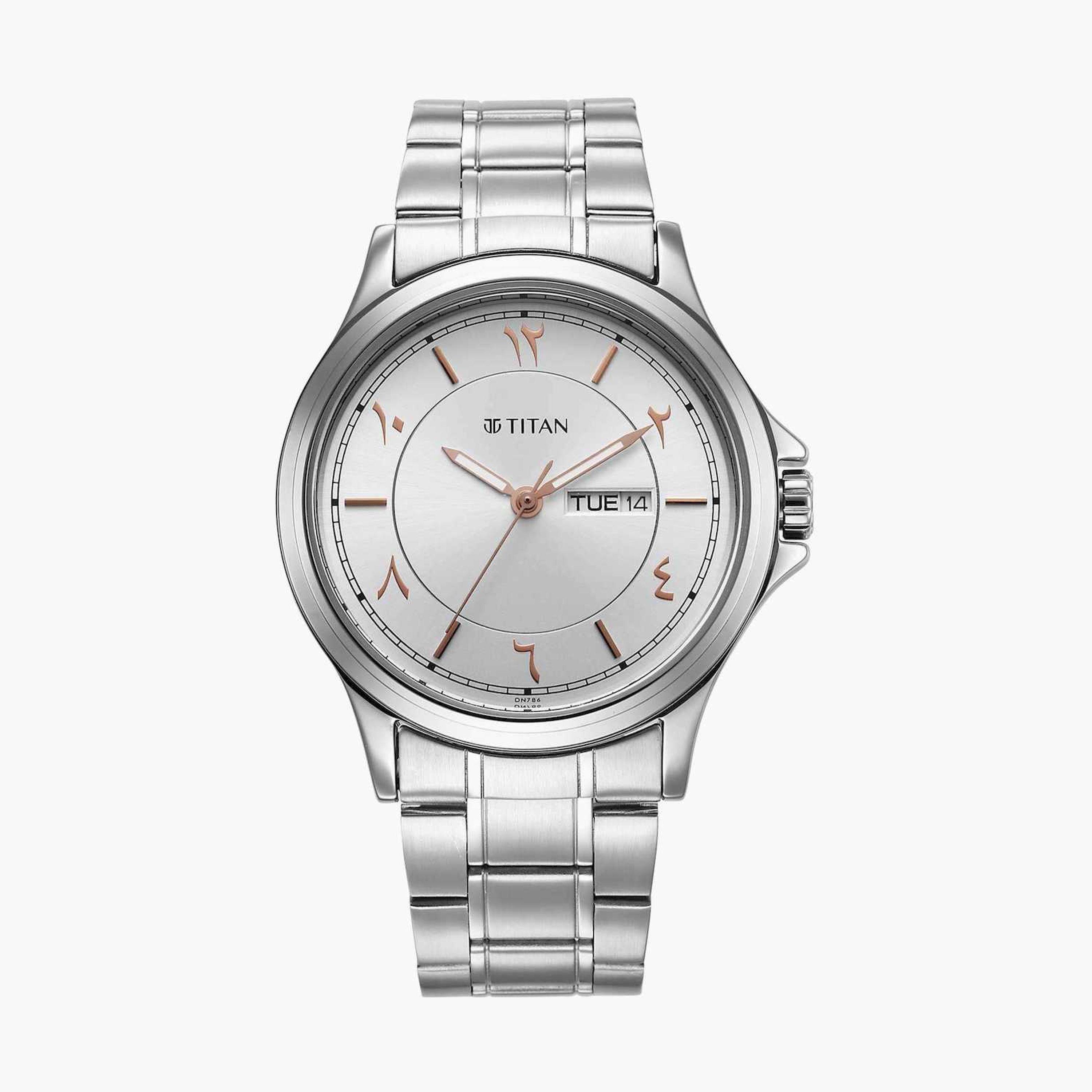 Titan Men's 38MM Silver Analog Stainless Steel Strap Watch | 1870SM05-men-watchesandjewellery-watches-image-1