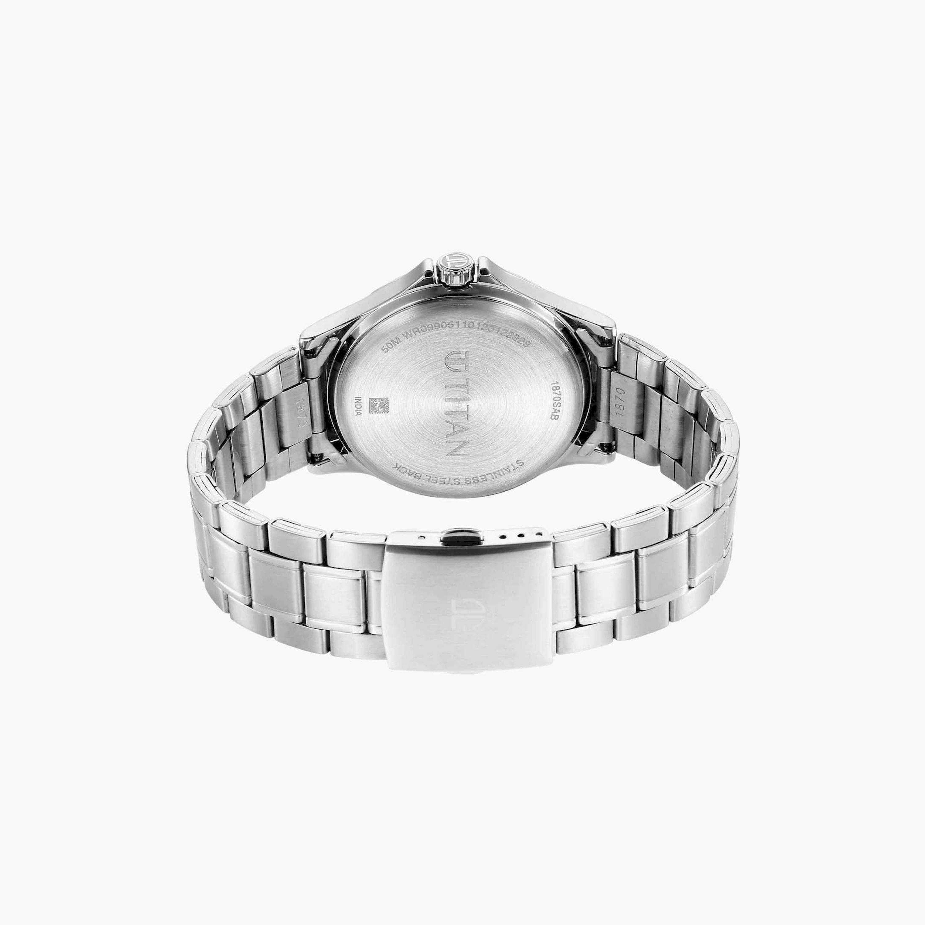 Titan Men's 38MM Silver Analog Stainless Steel Strap Watch | 1870SM05-men-watchesandjewellery-watches-image-5