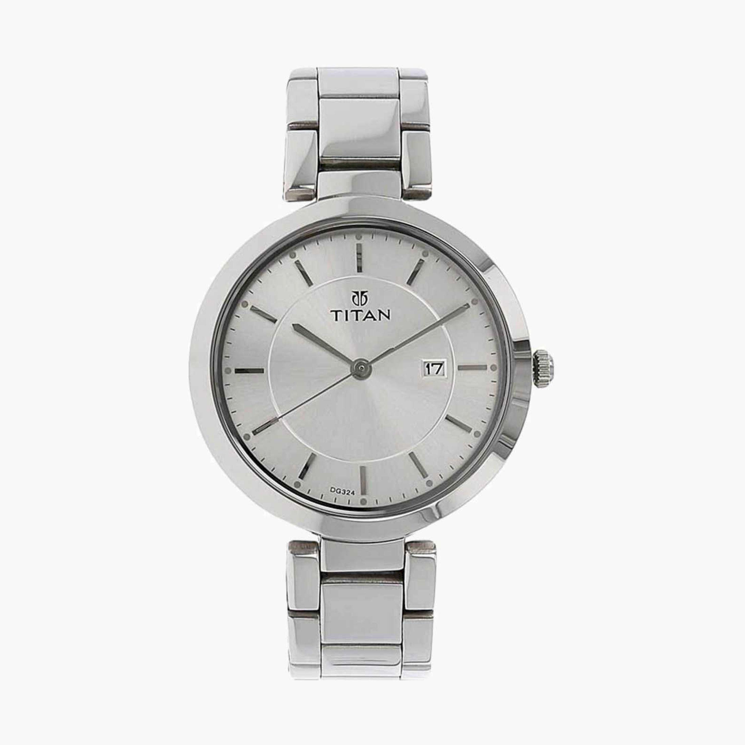 تيتان- ساعة يد  تناظرية للنساء سوار معدني لون فضي  35مم  | NS2480SM07-women-watchesandjewellery-watches-image-1