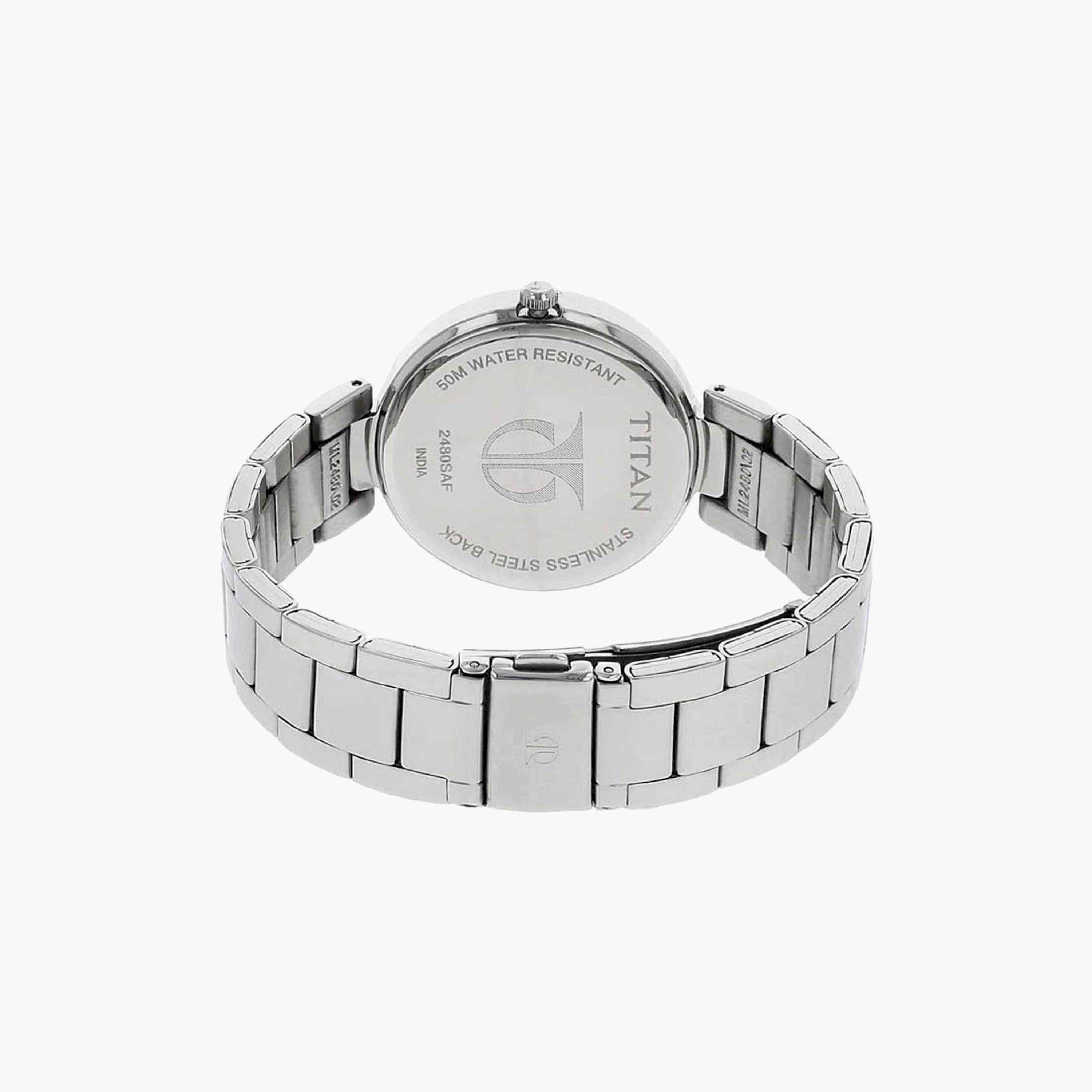 تيتان- ساعة يد  تناظرية للنساء سوار معدني لون فضي  35مم  | NS2480SM07-women-watchesandjewellery-watches-image-4