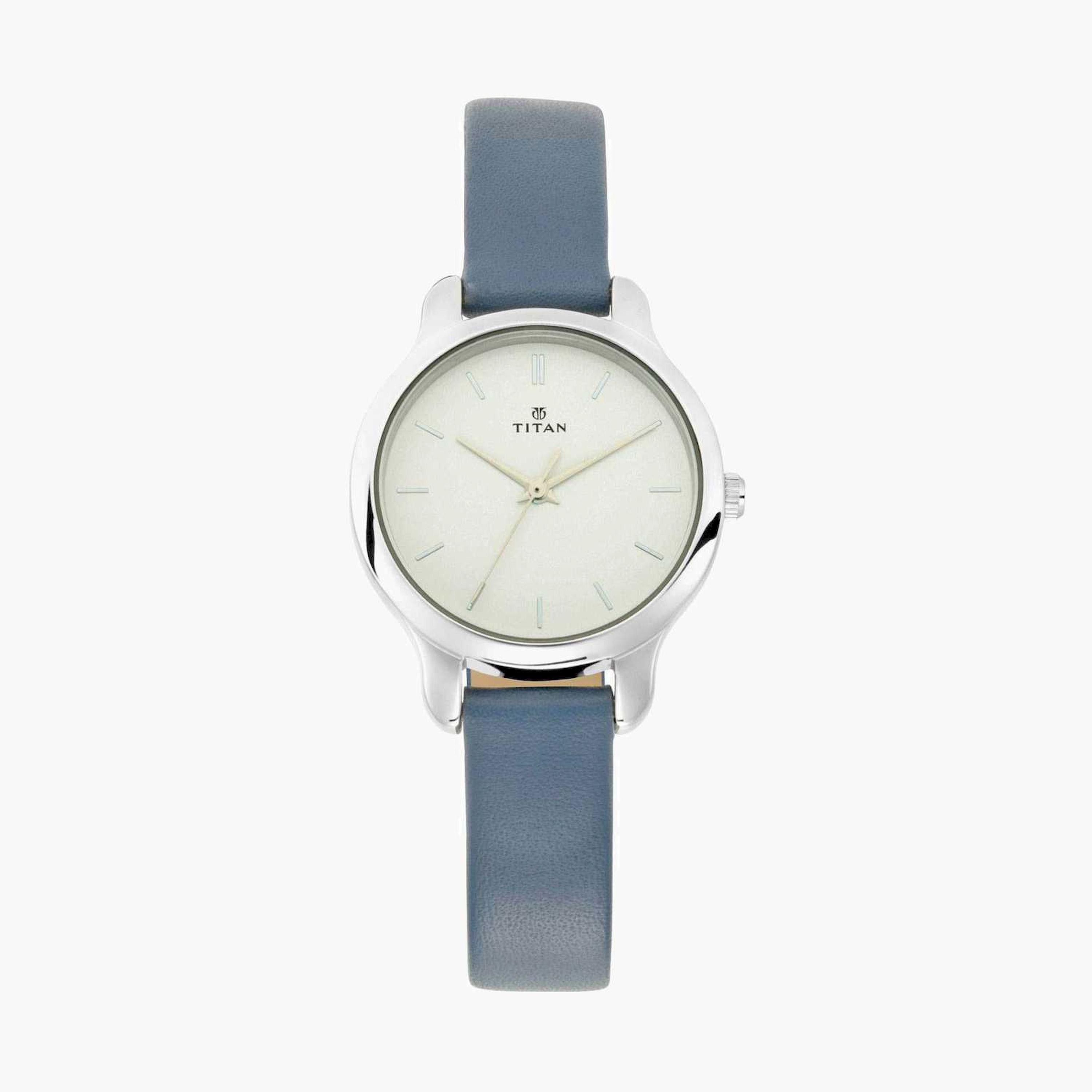 تيتان- ساعة يد  تناظرية للنساء سوار جلدي لون أزرق  38مم  | NS2481SL10-women-watchesandjewellery-watches-image-1