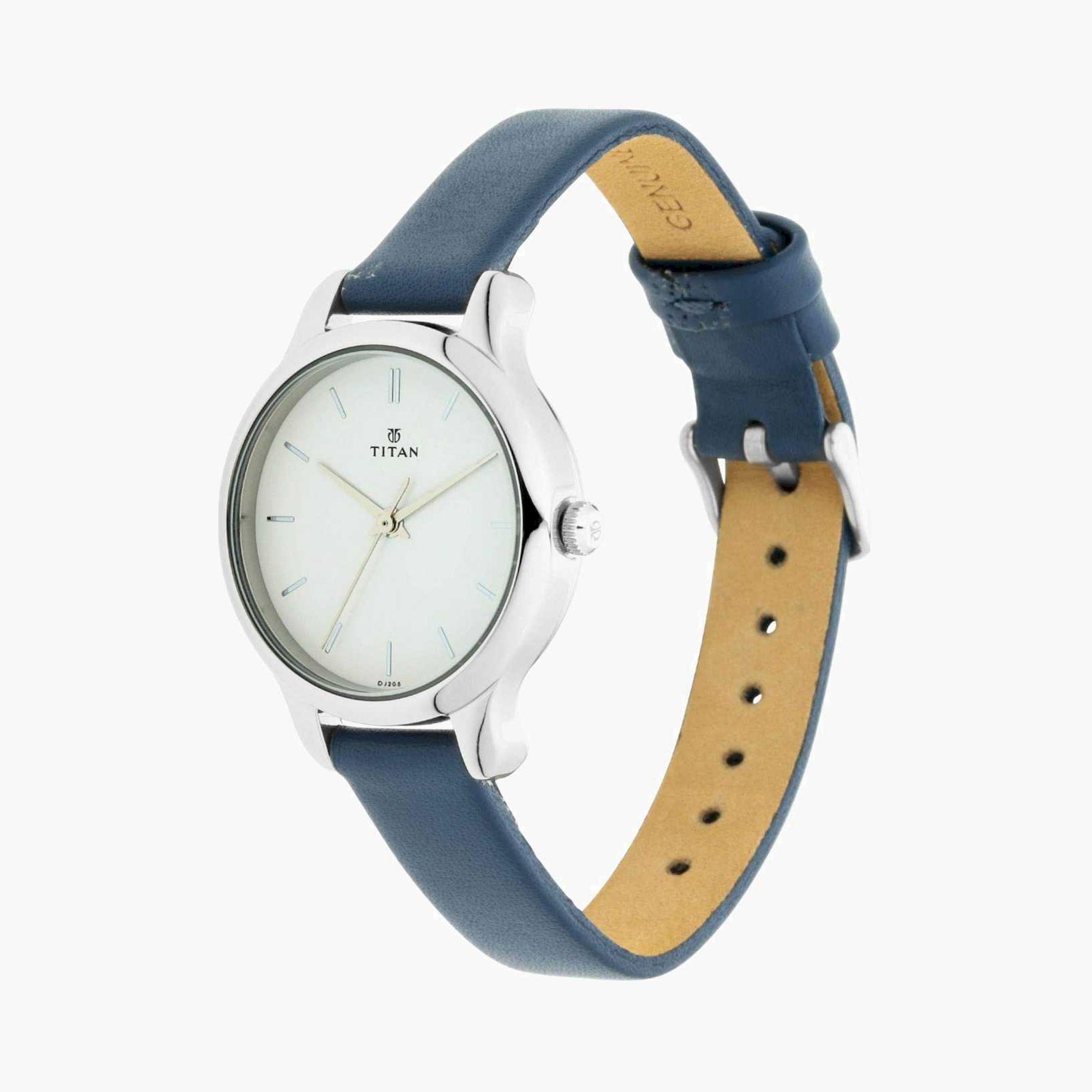 تيتان- ساعة يد  تناظرية للنساء سوار جلدي لون أزرق  38مم  | NS2481SL10-women-watchesandjewellery-watches-image-2