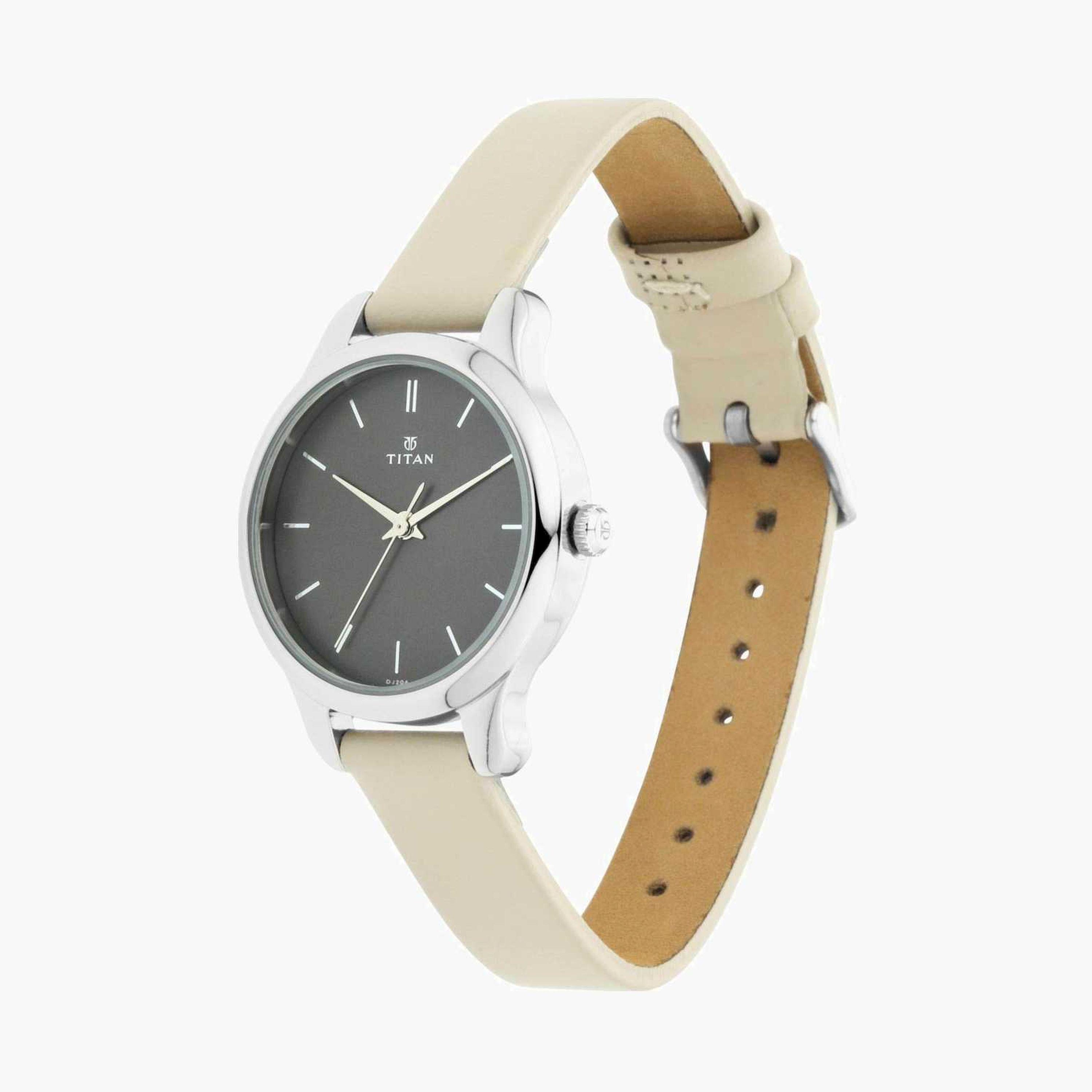 تيتان- ساعة يد  تناظرية للنساء سوار جلدي لون بيج  38مم  | NS2481SL11-women-watchesandjewellery-watches-image-2