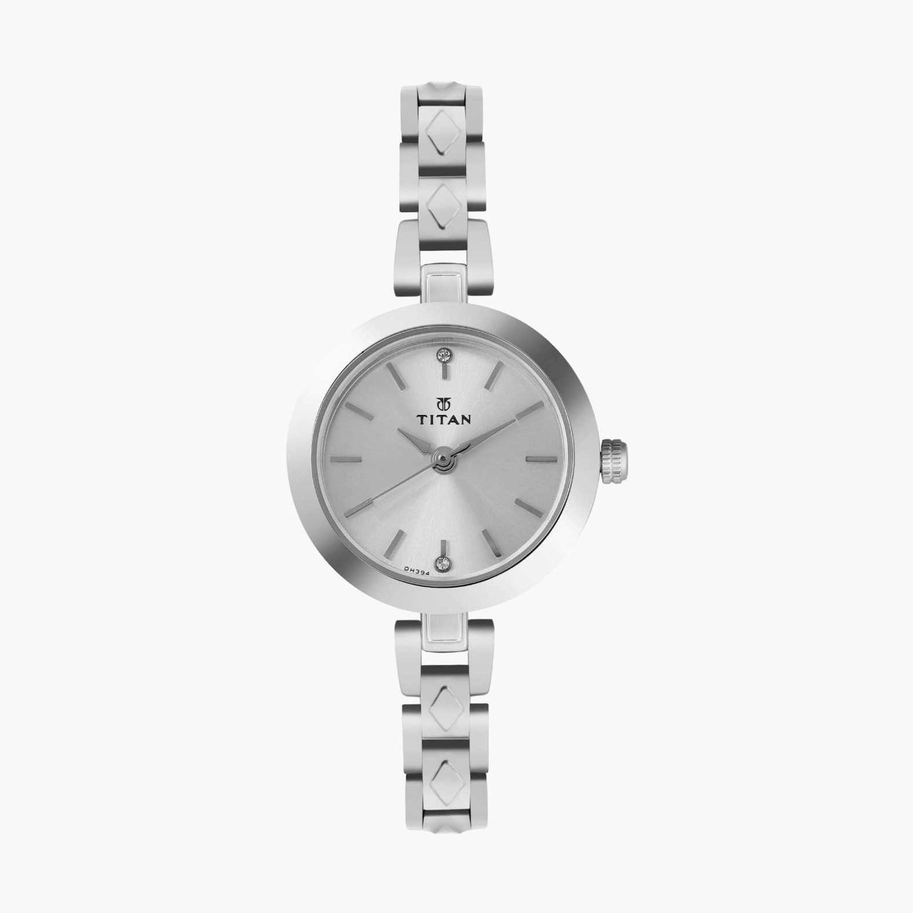 تيتان- ساعة يد  تناظرية للنساء سوار معدني لون فضي  25مم  | NN2598SM01-women-watchesandjewellery-watches-image-1