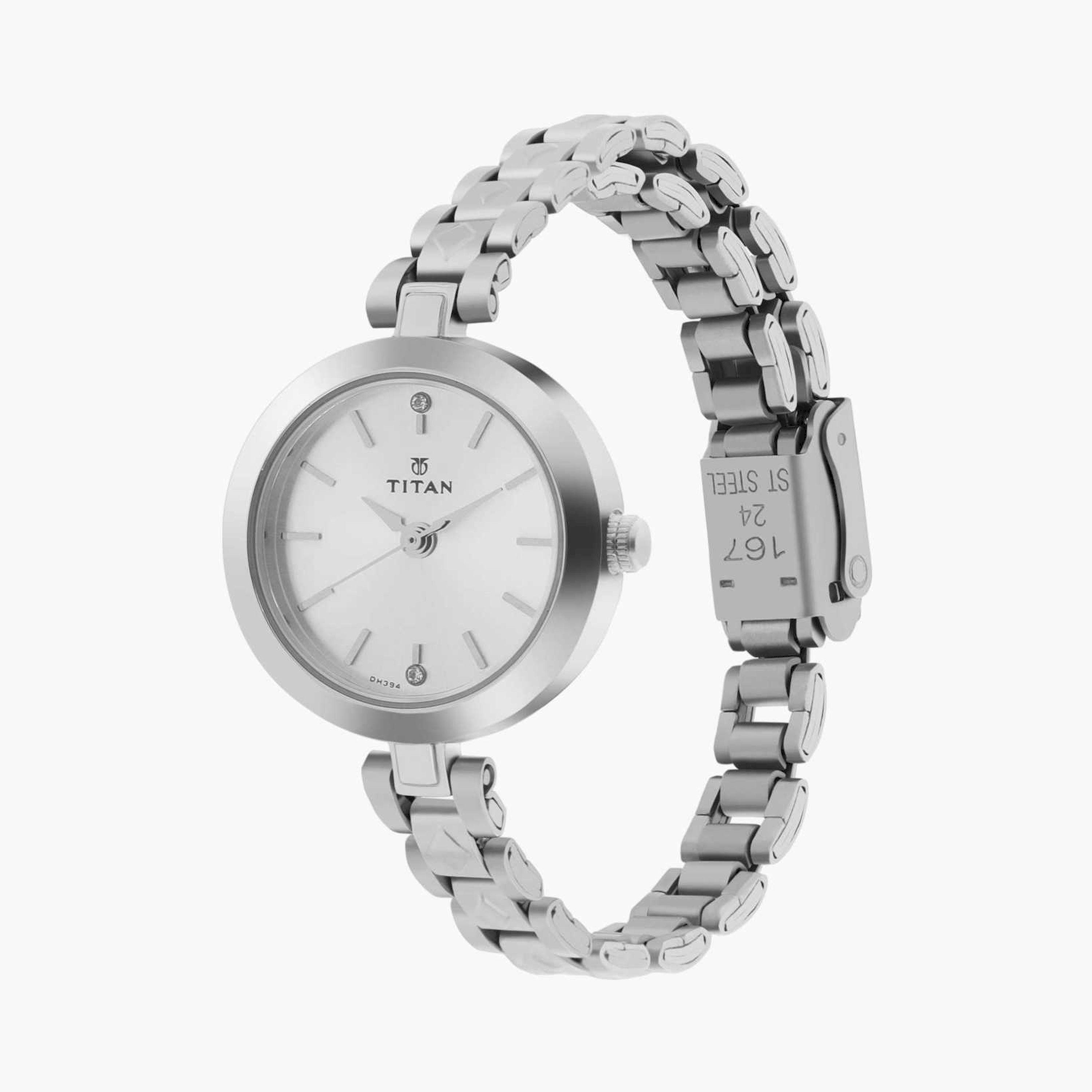 تيتان- ساعة يد  تناظرية للنساء سوار معدني لون فضي  25مم  | NN2598SM01-women-watchesandjewellery-watches-image-2