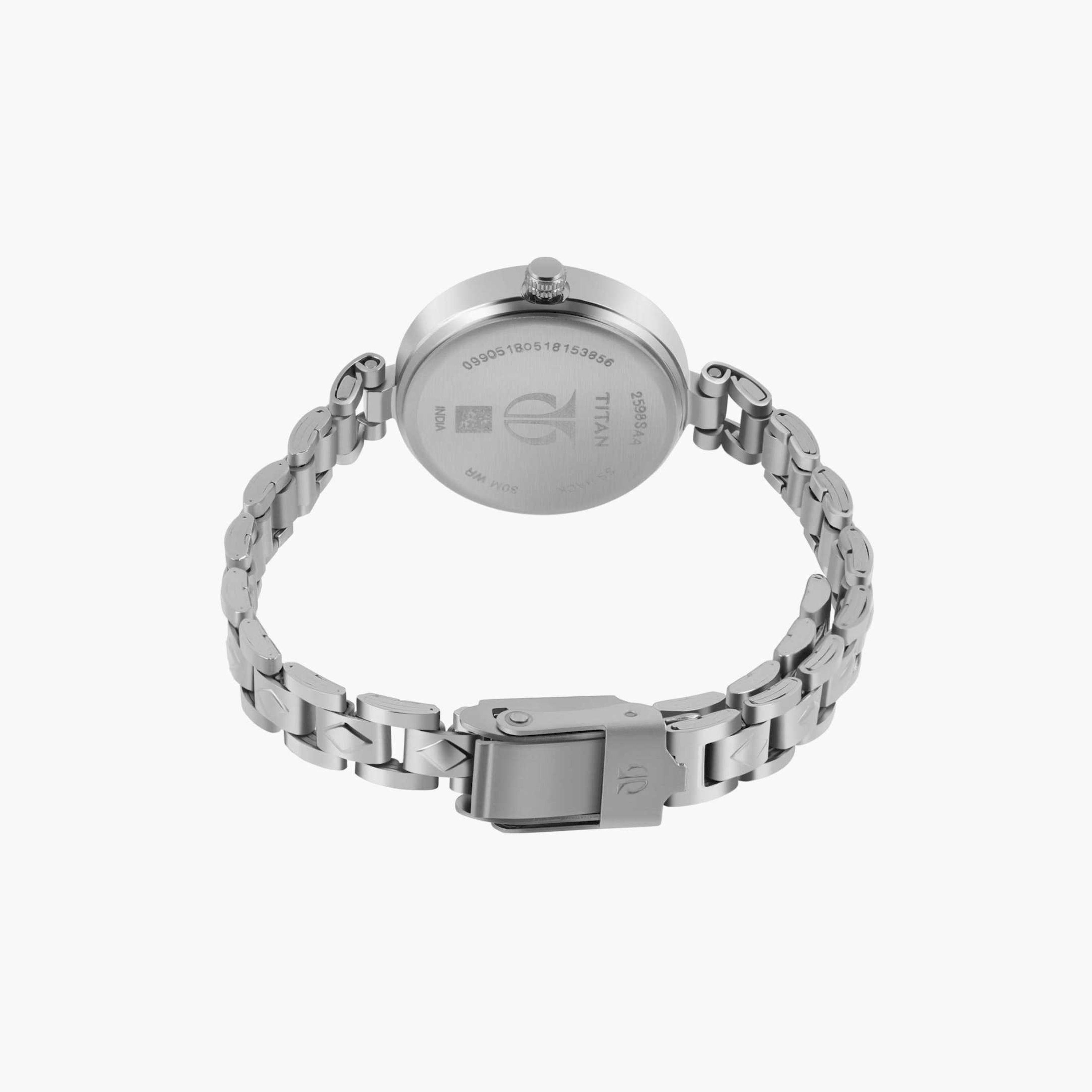 تيتان- ساعة يد  تناظرية للنساء سوار معدني لون فضي  25مم  | NN2598SM01-women-watchesandjewellery-watches-image-4