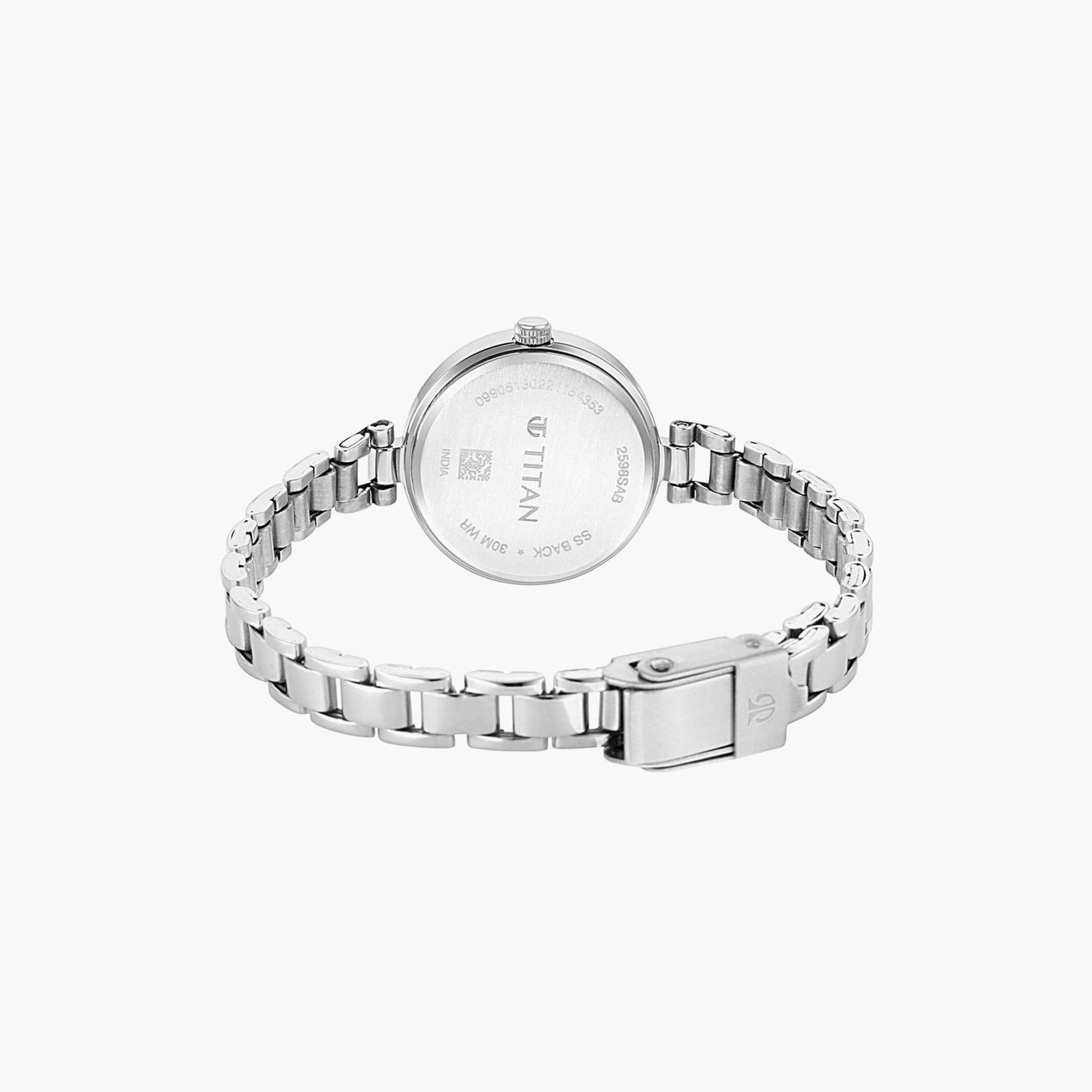 تيتان- ساعة يد  تناظرية للنساء سوار ستانلس ستيل لون فضي  25مم  | NS2598SM06-women-watchesandjewellery-watches-image-5