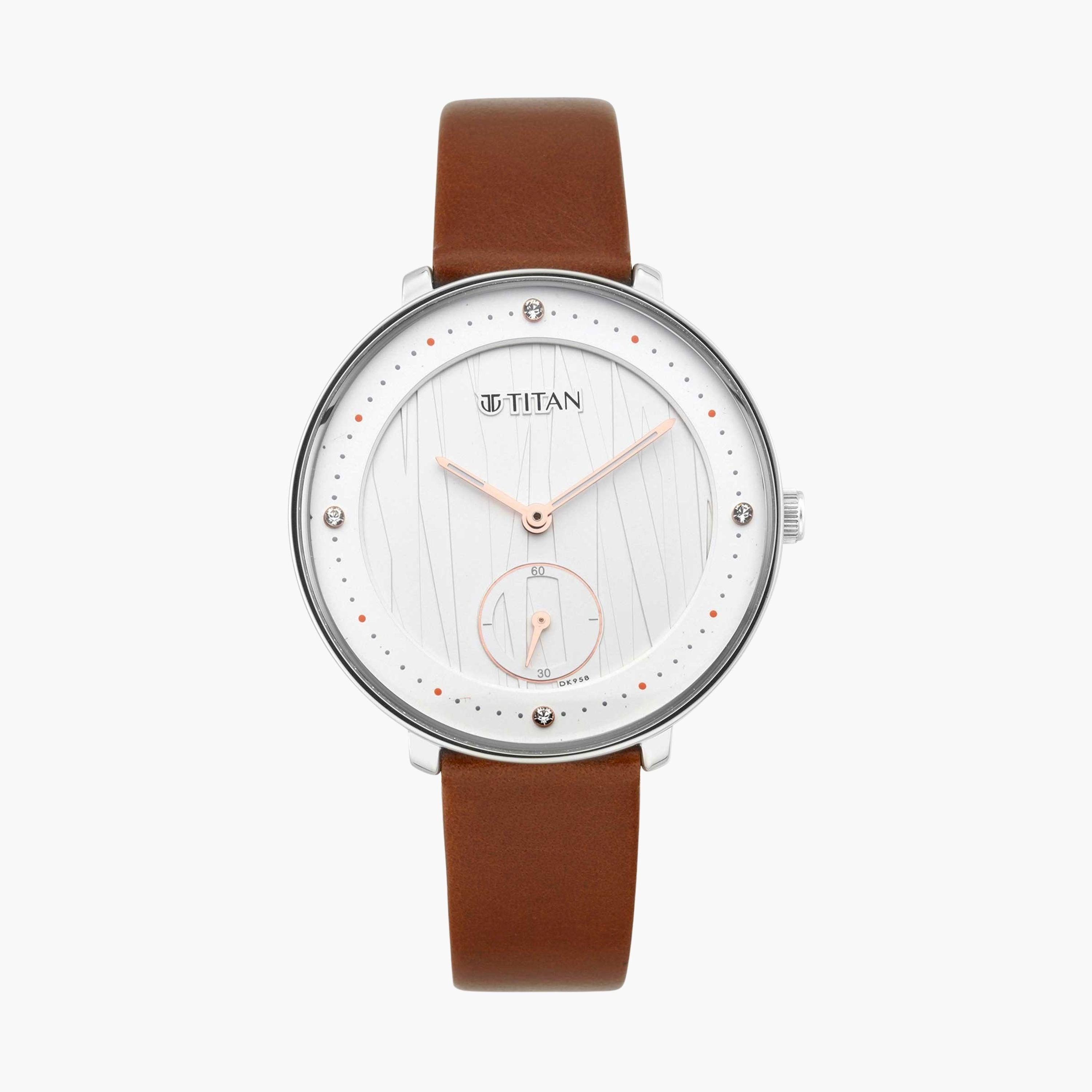 تيتان- ساعة يد  تناظرية للنساء سوار معدني لون بني  35مم  | NS2651SL01-women-watchesandjewellery-watches-image-1