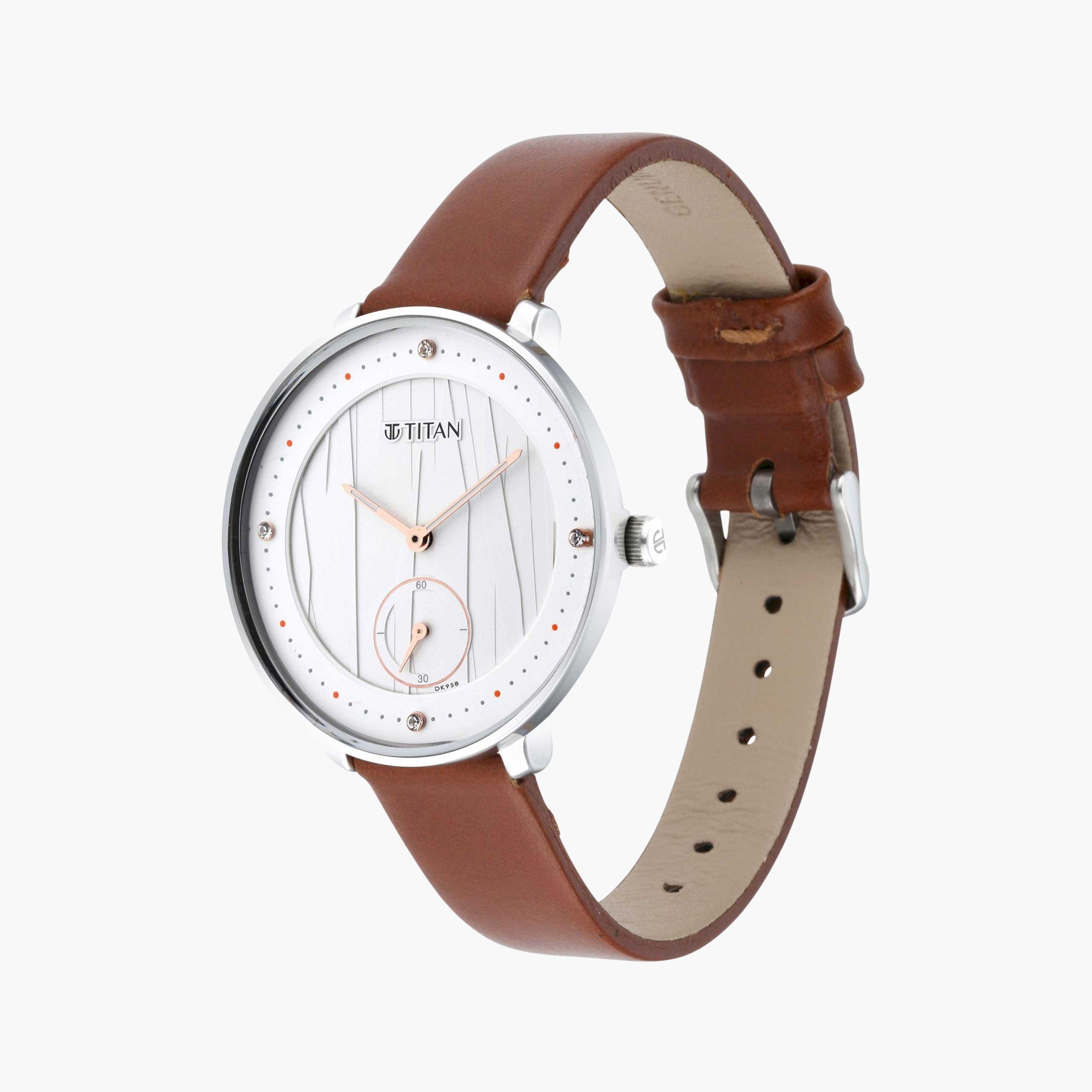 تيتان- ساعة يد  تناظرية للنساء سوار معدني لون بني  35مم  | NS2651SL01-women-watchesandjewellery-watches-image-2