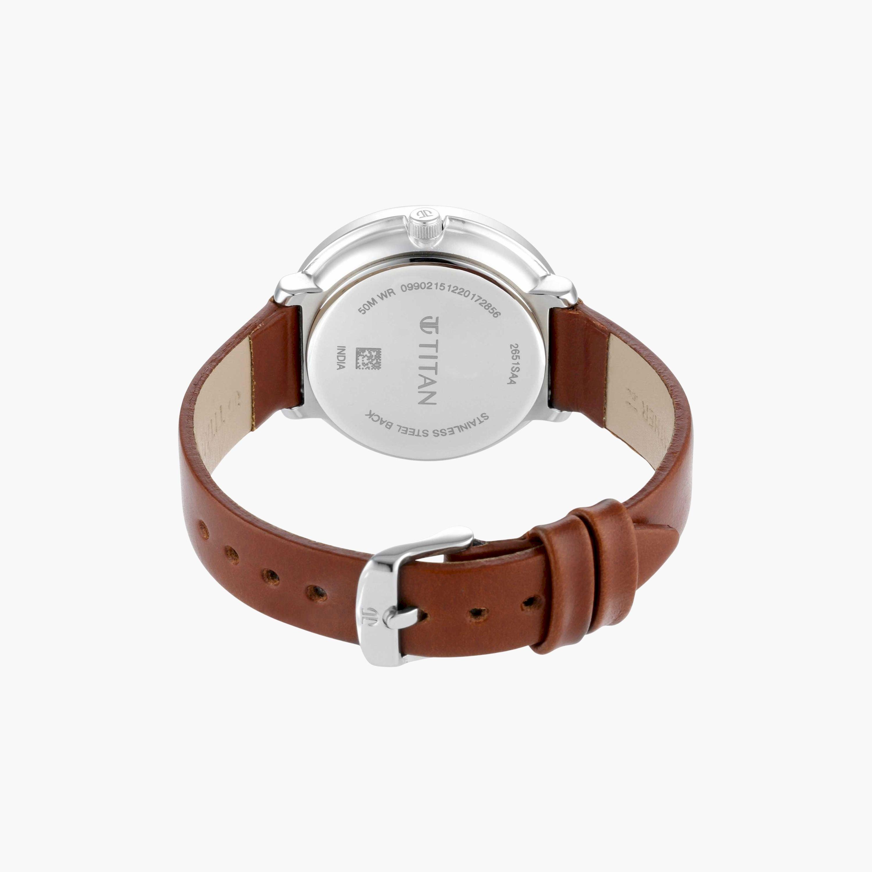 تيتان- ساعة يد  تناظرية للنساء سوار معدني لون بني  35مم  | NS2651SL01-women-watchesandjewellery-watches-image-4