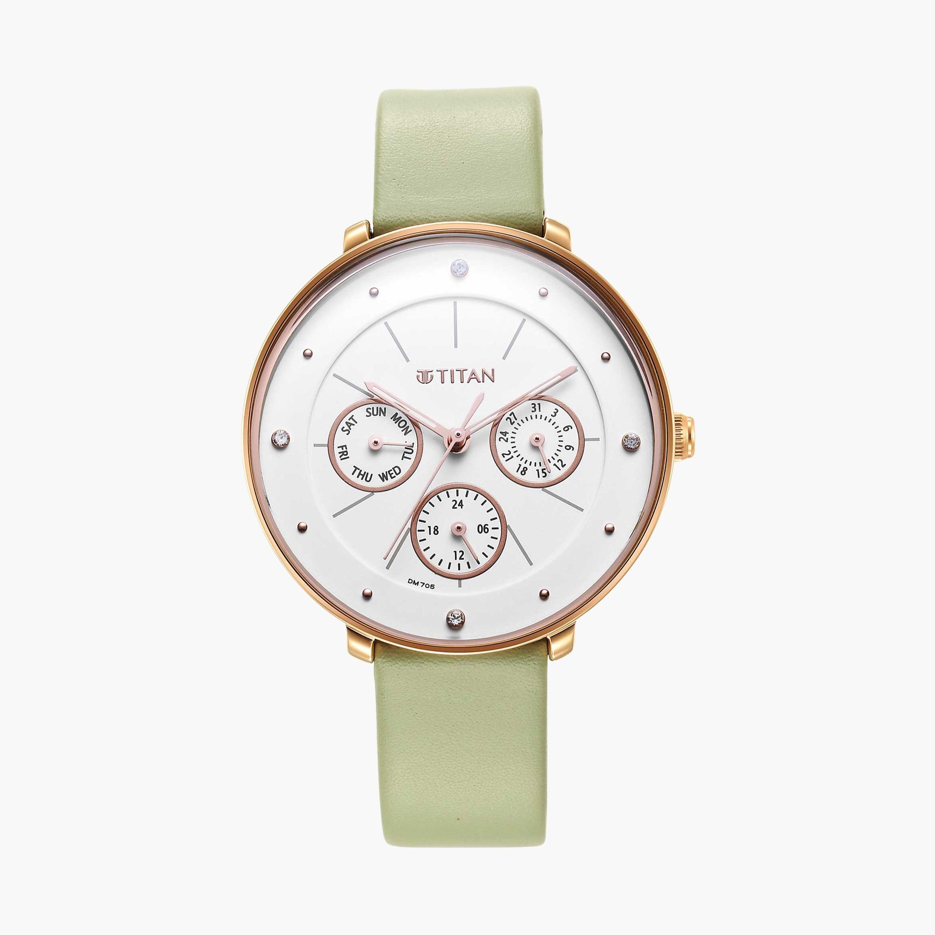 تيتان- ساعة يد   للنساء سوار جلدي لون أخضر  35مم  | NS2651WL09-women-watchesandjewellery-watches-image-1