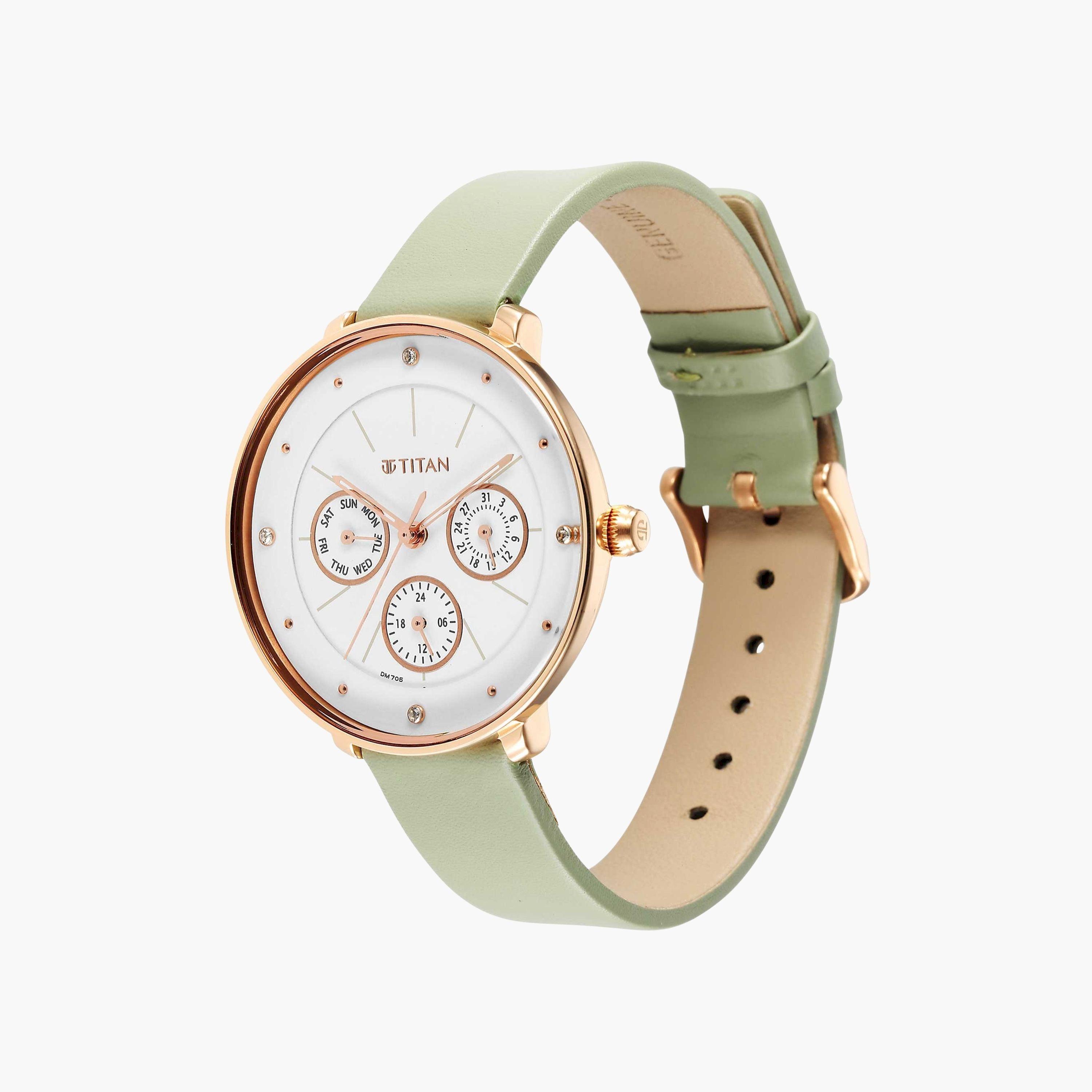 تيتان- ساعة يد   للنساء سوار جلدي لون أخضر  35مم  | NS2651WL09-women-watchesandjewellery-watches-image-3
