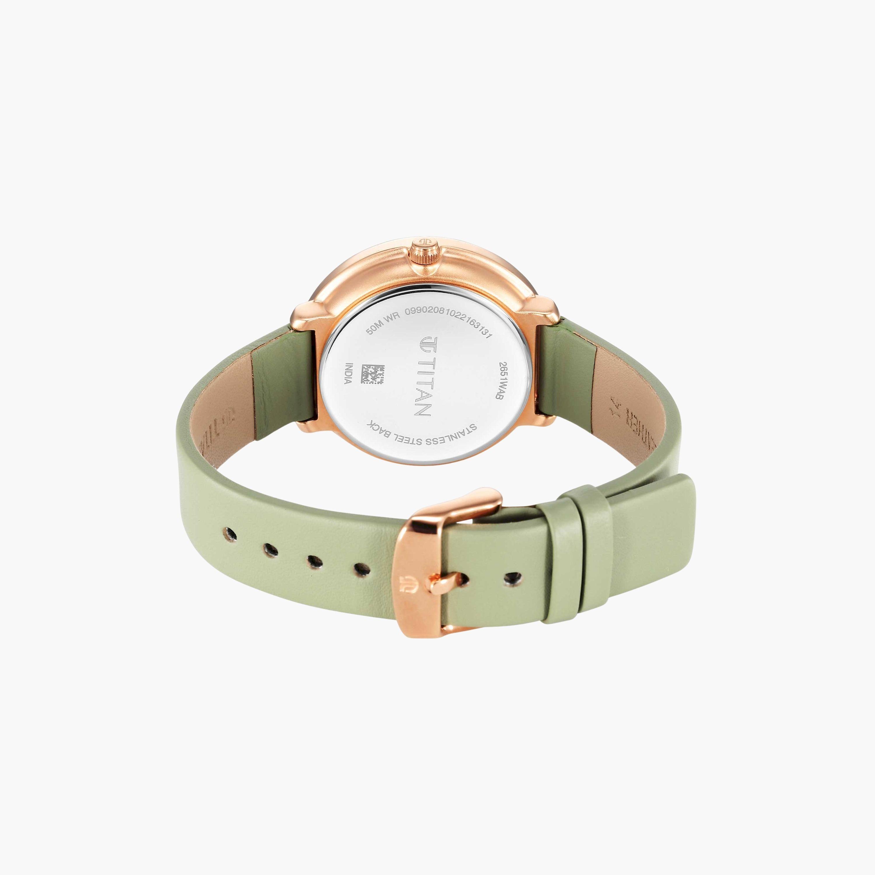 تيتان- ساعة يد   للنساء سوار جلدي لون أخضر  35مم  | NS2651WL09-women-watchesandjewellery-watches-image-5