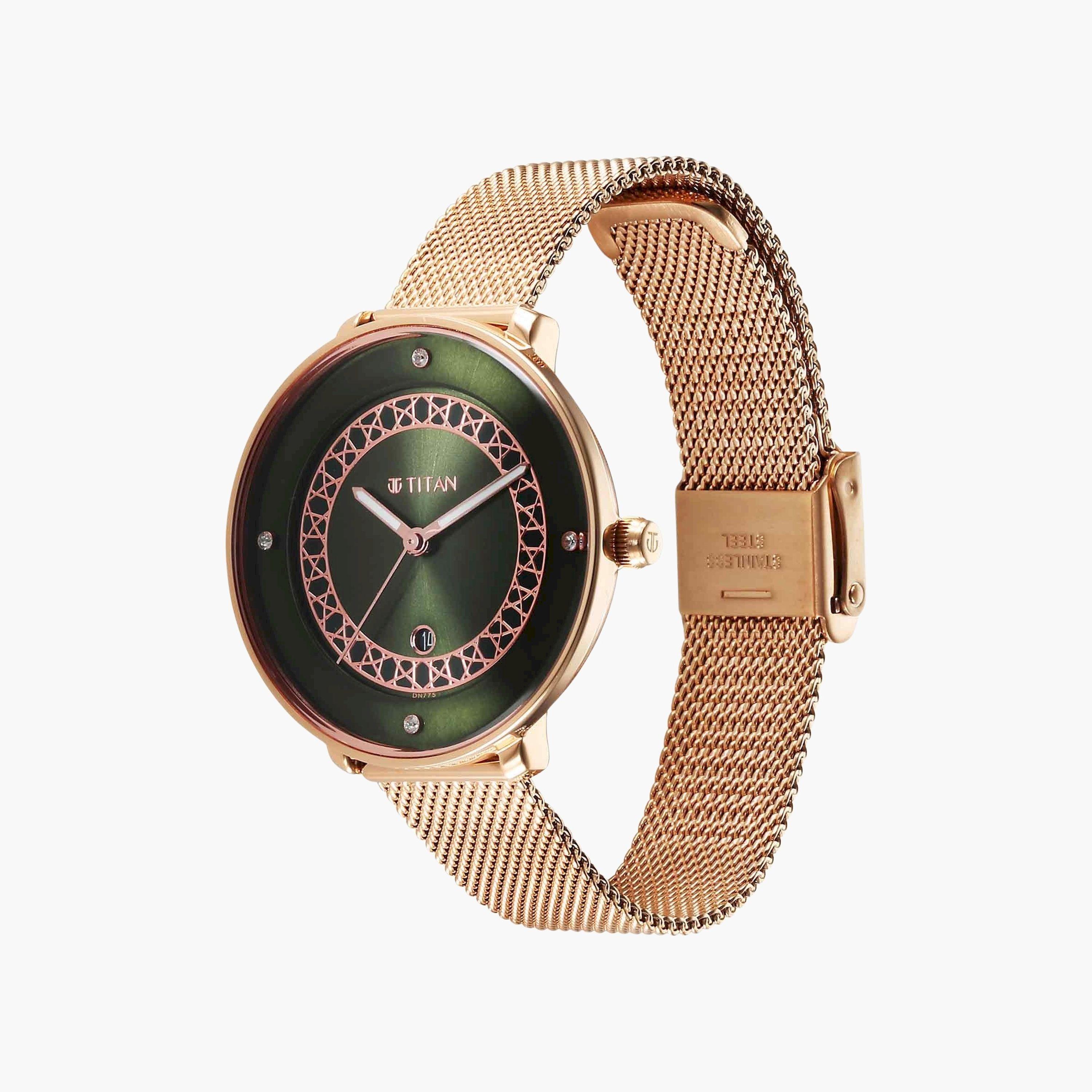 تيتان- ساعة يد  تناظرية للنساء سوار ستانلس ستيل لون ذهبي  38مم  | 2651WM07-women-watchesandjewellery-watches-image-3