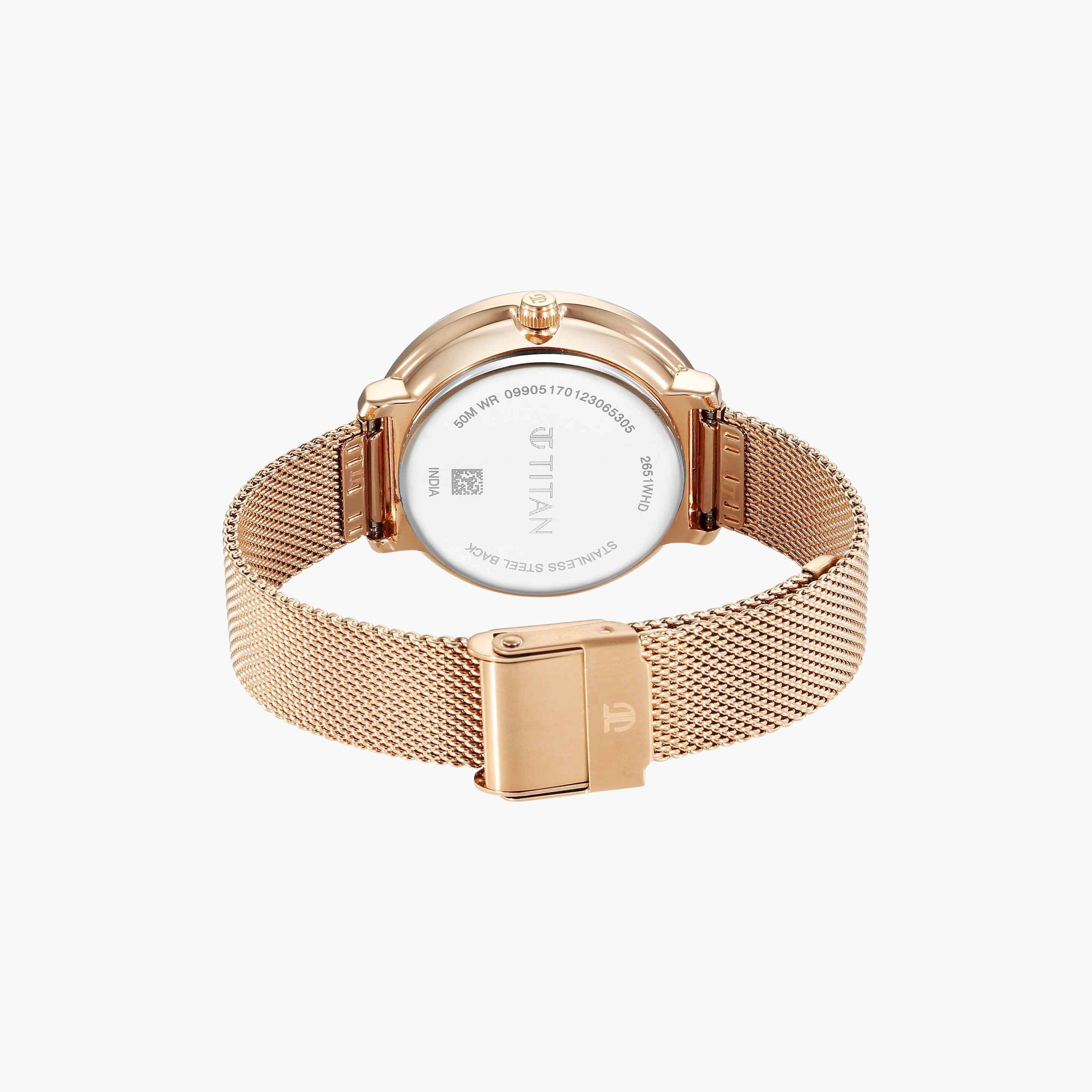 تيتان- ساعة يد  تناظرية للنساء سوار ستانلس ستيل لون ذهبي  38مم  | 2651WM07-women-watchesandjewellery-watches-image-5