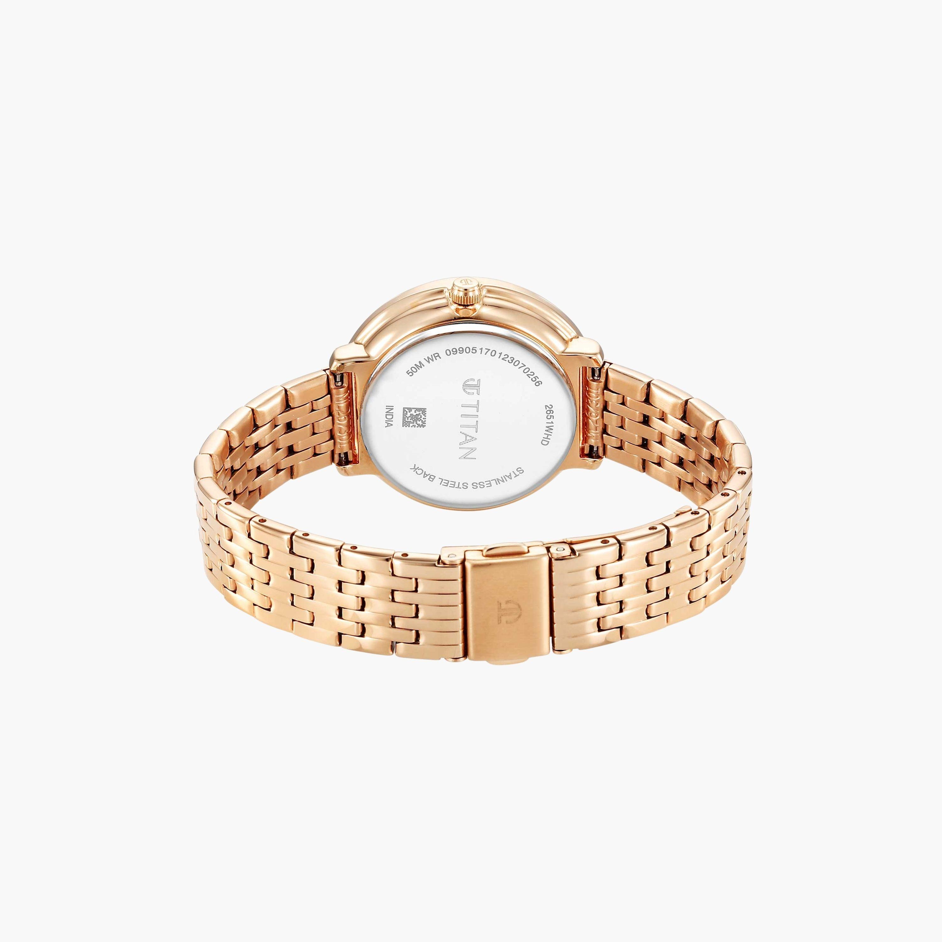 تيتان- ساعة يد  تناظرية للنساء سوار ستانلس ستيل لون ذهبي  38مم  | 2651WM08-women-watchesandjewellery-watches-image-5