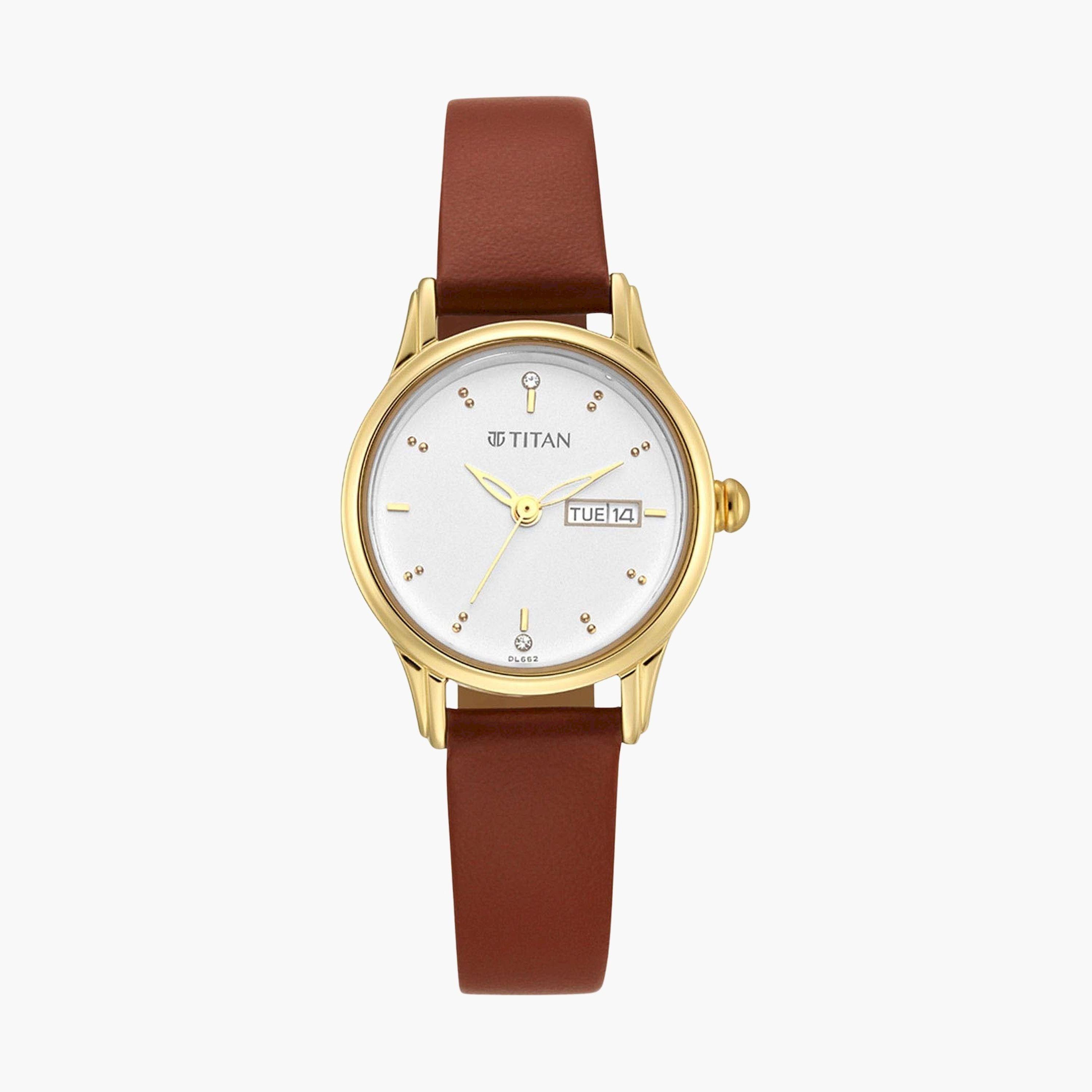 تيتان- ساعة يد  تناظرية للنساء سوار جلدي لون بني  25مم  | NS2656YL01-women-watchesandjewellery-watches-image-1